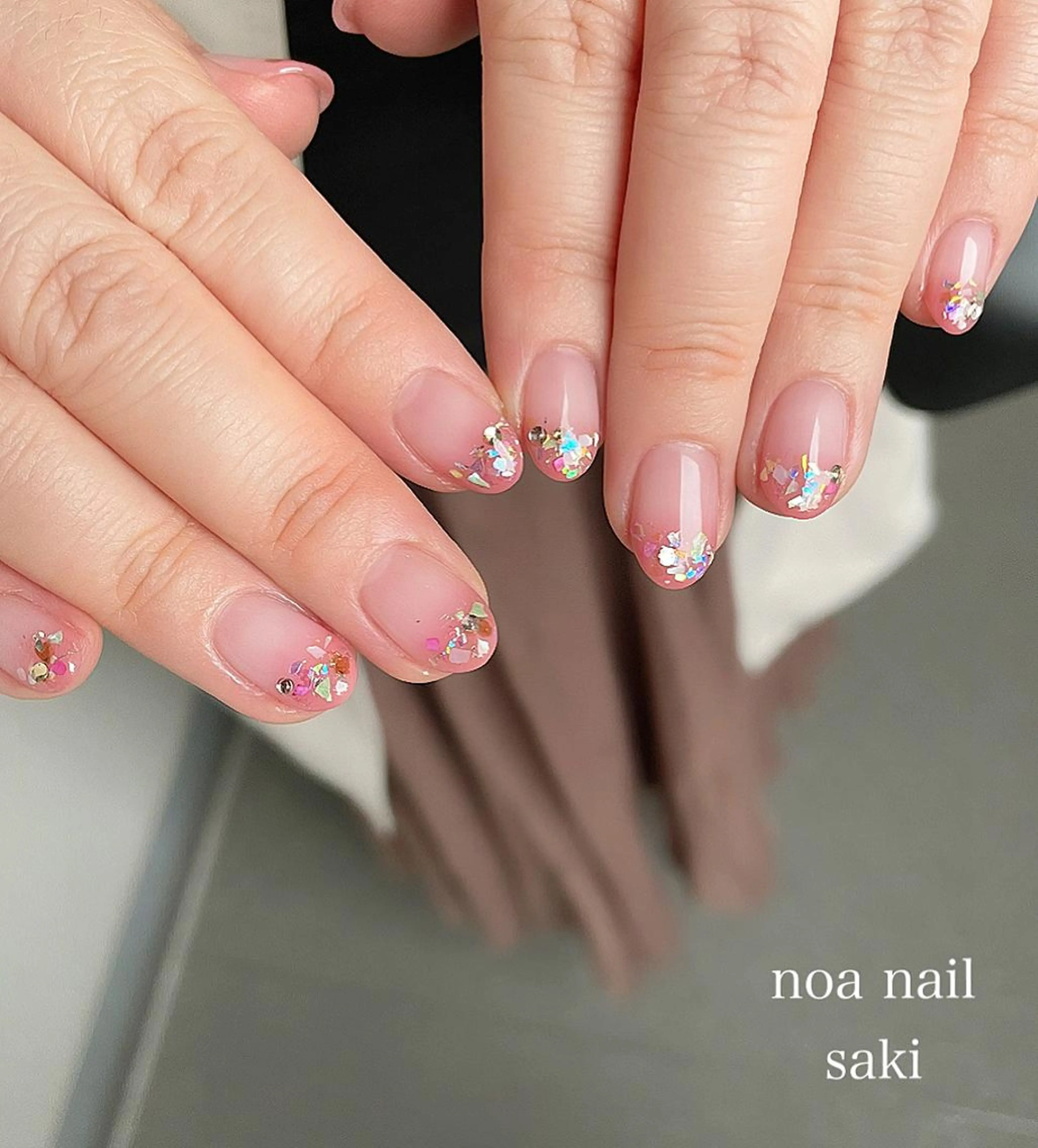 ネイル アートネイル オーロラネイル カジュアル ジェルネイル 氷ネイル・うるうるネイル nailsalon noa所属・nailist sakiのネイルデザイン