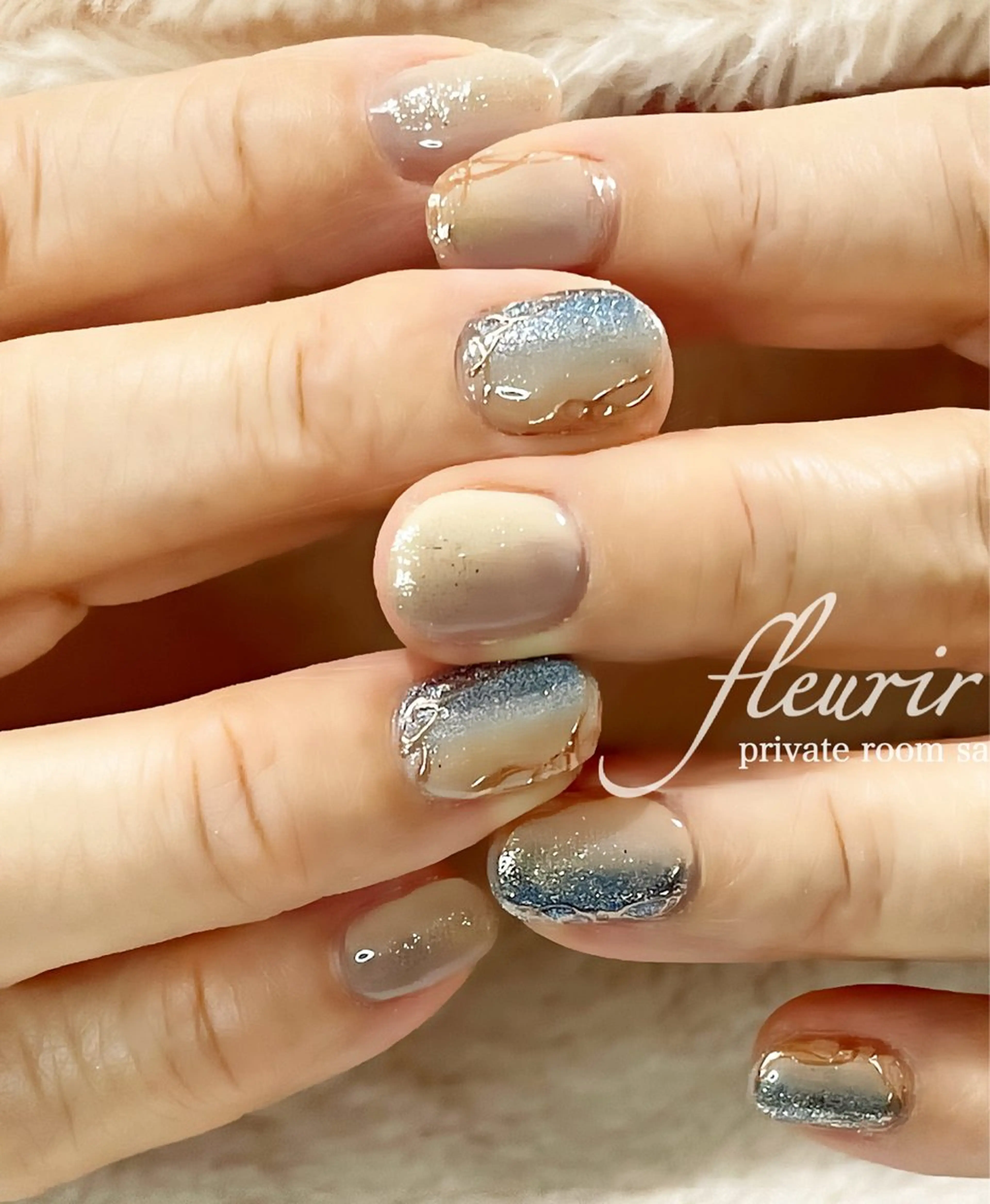 ネイル ニュアンスネイル フルリール 【プライベートサロンのネイルデザイン