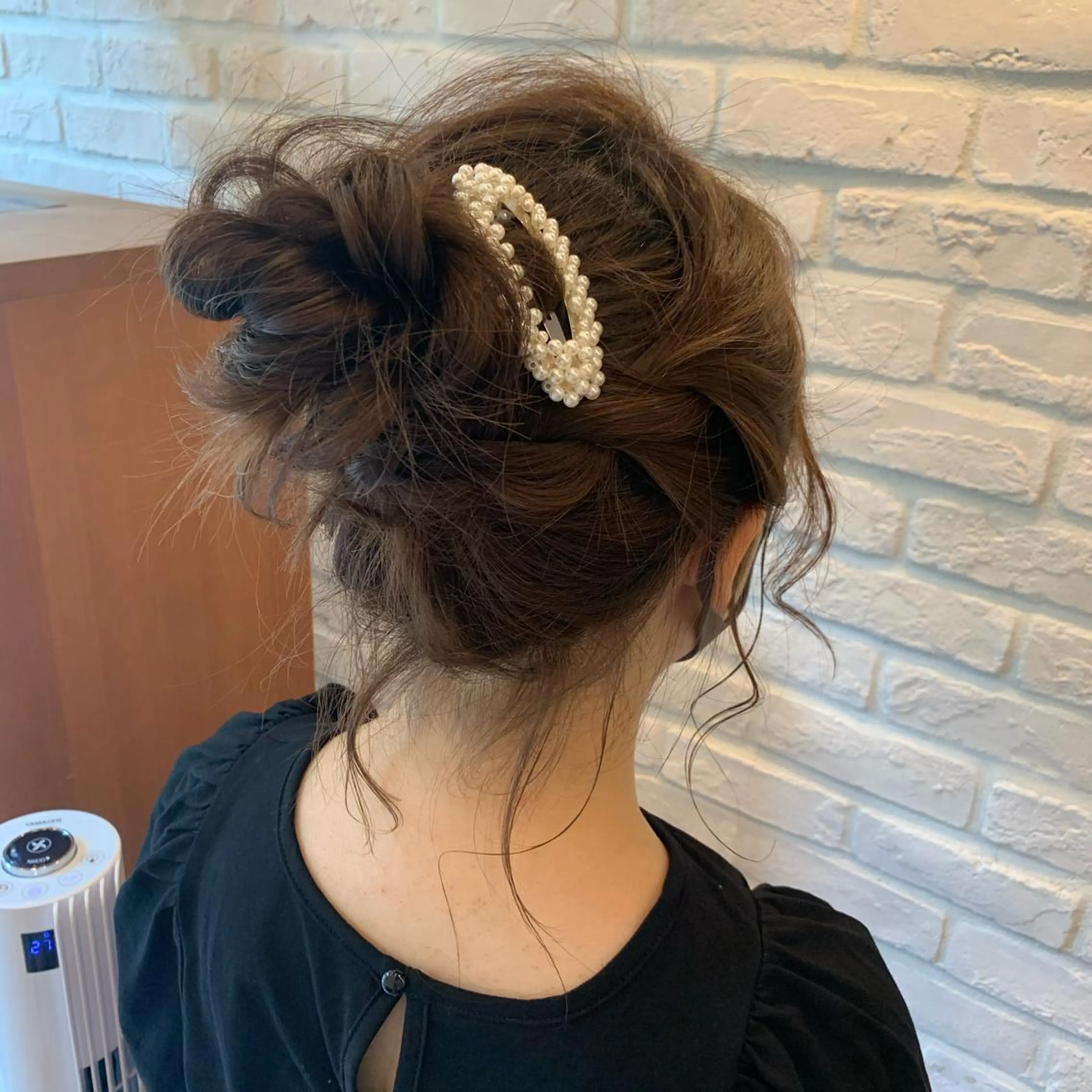 ミディアム カラー ヘアアレンジ お団子ヘア 飯塚 沙衣のヘアスタイル