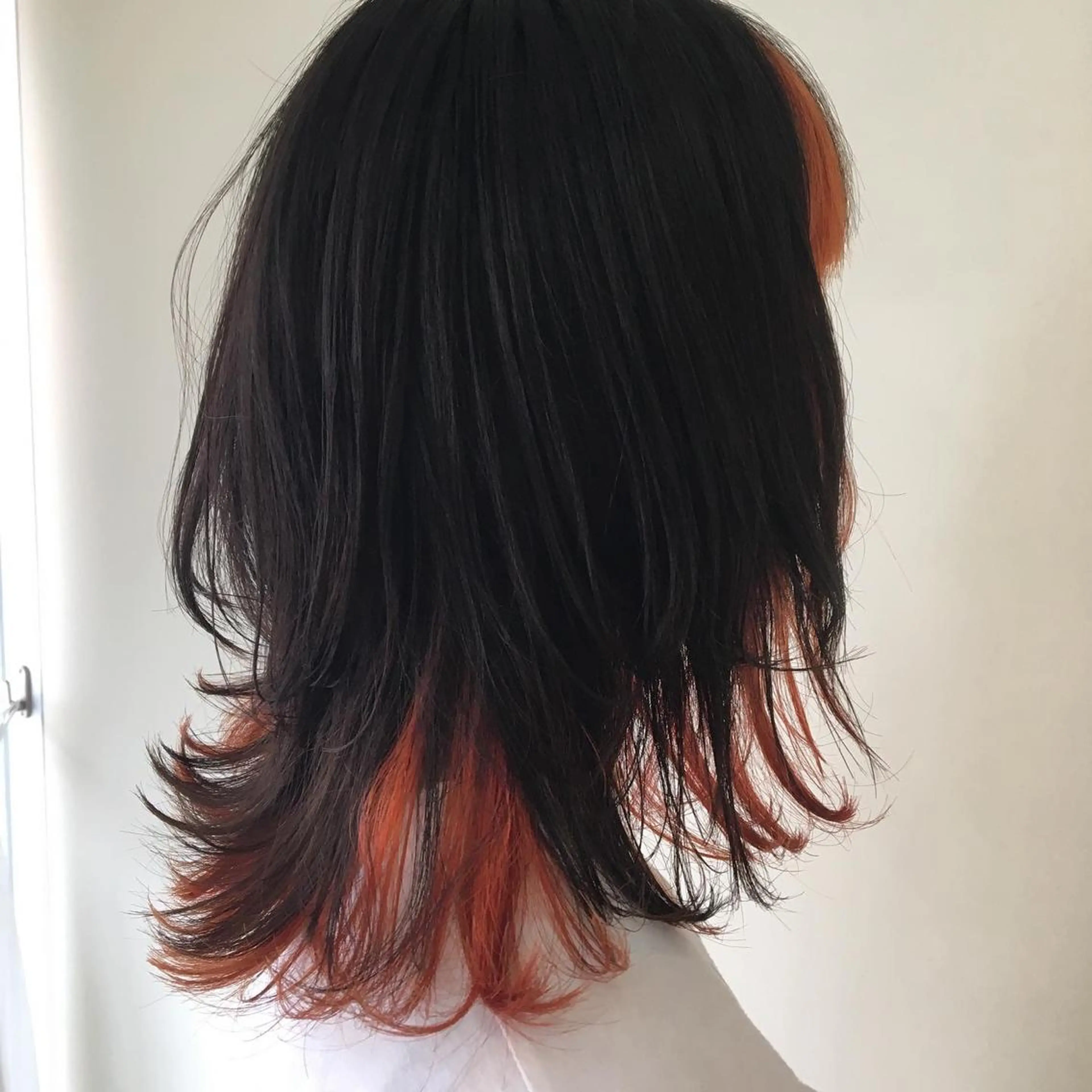 ロング カラー ブリーチ オレンジ ヘアケア・頭皮ケア デザインカラー/中田のヘアスタイル