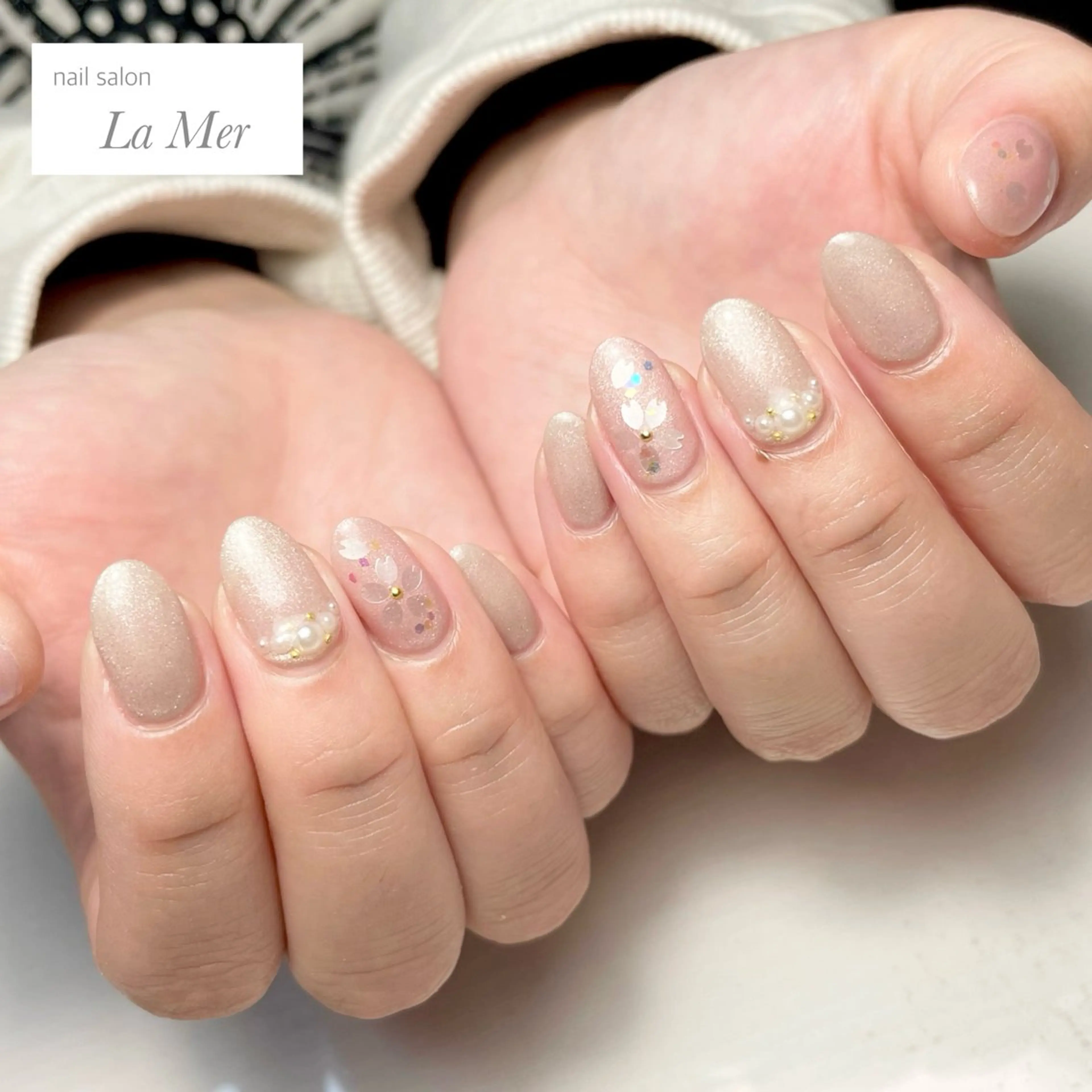 ネイル 桜ネイル フラワーネイル ピンク 春ネイル nailsalon La Merのネイルデザイン