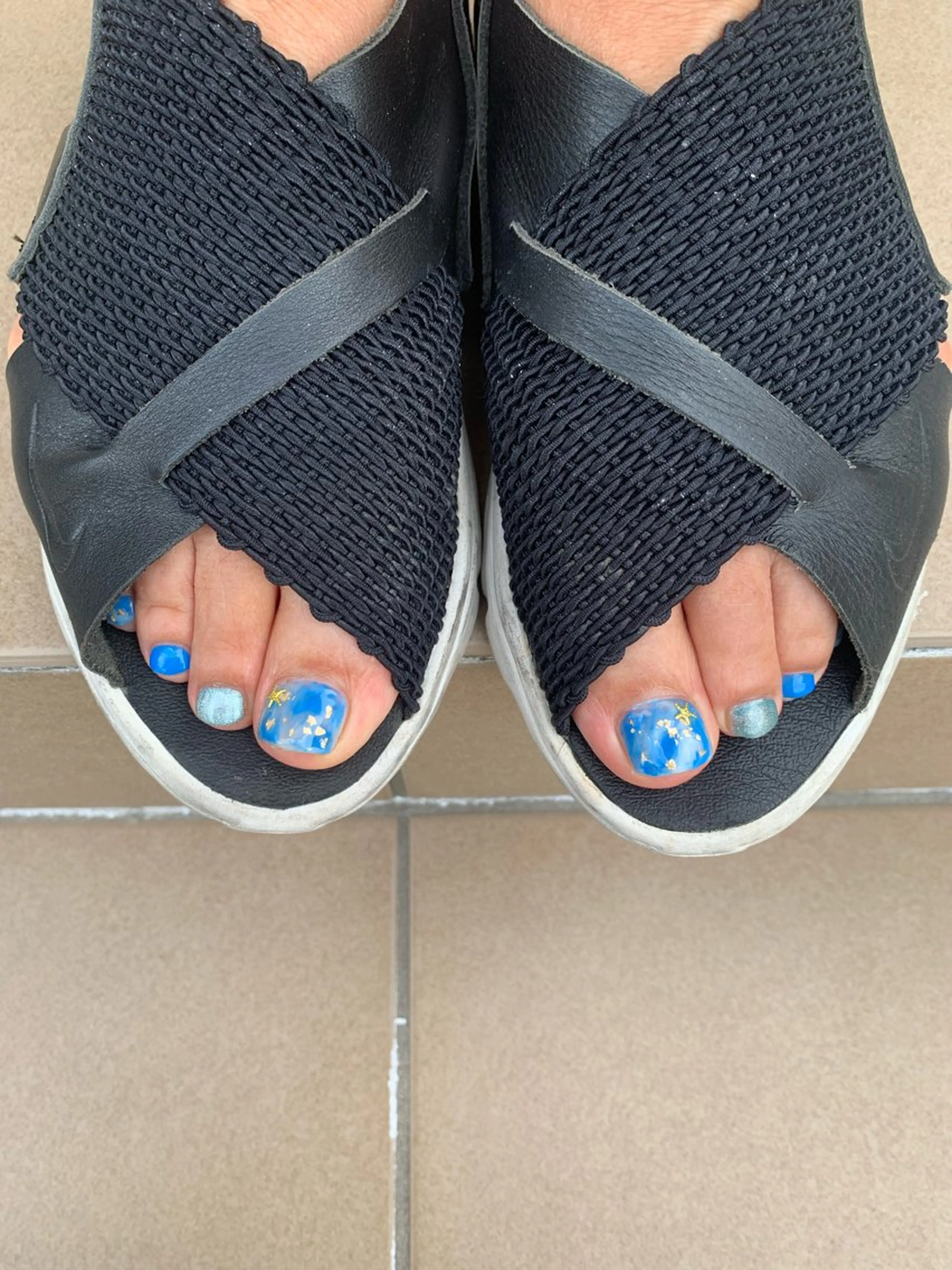 ネイル ブルー フットネイル 大理石ネイル(マーブル) フットネイル 北川 恭子のネイルデザイン