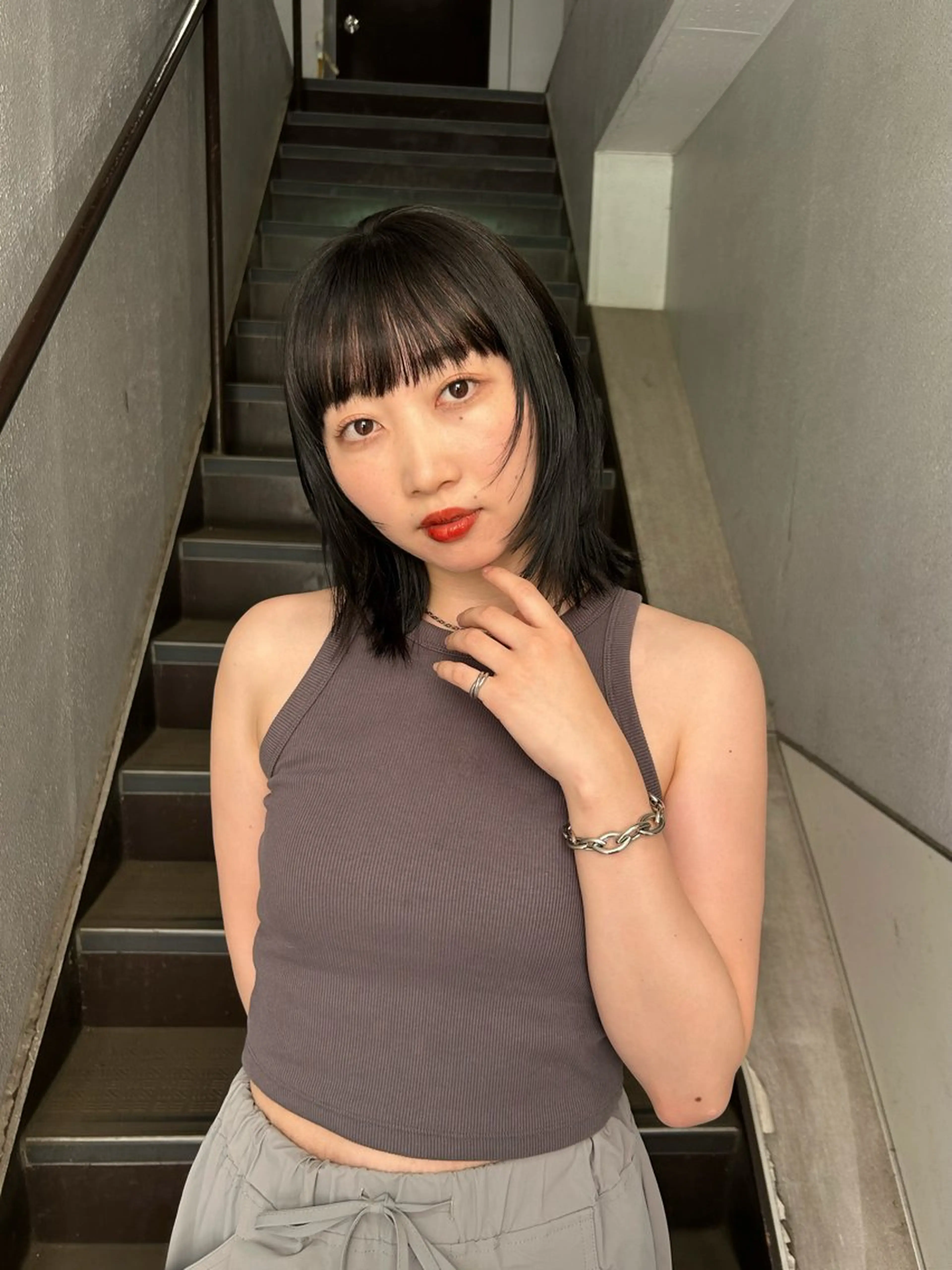 ミディアム カット ヘアカラー Sora/レイヤー/ 似合わせカラー🤎のヘアスタイル