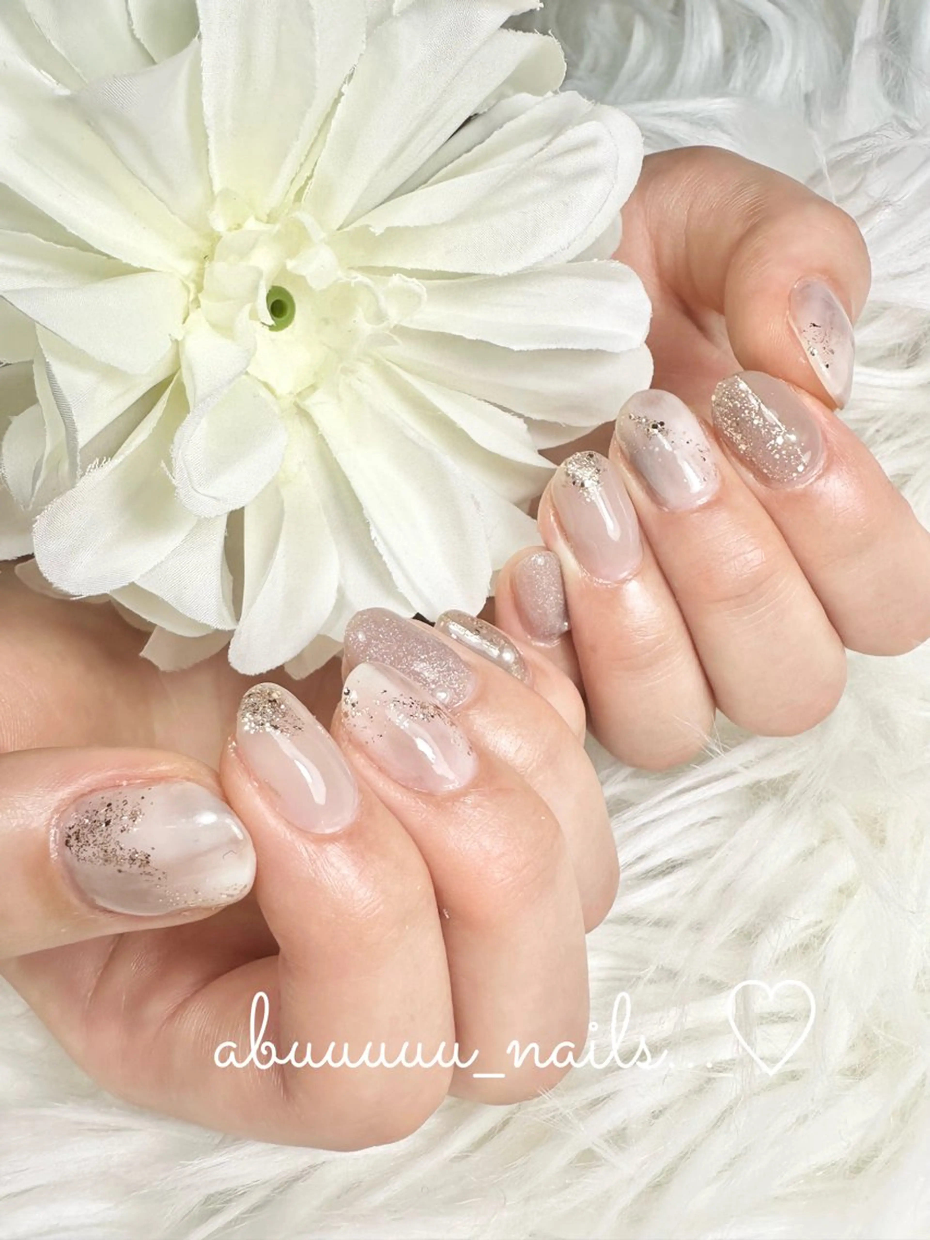 ネイル アートネイル ニュアンスネイル ブライダルネイル ハンドネイル abuuuuu nailsのネイルデザイン