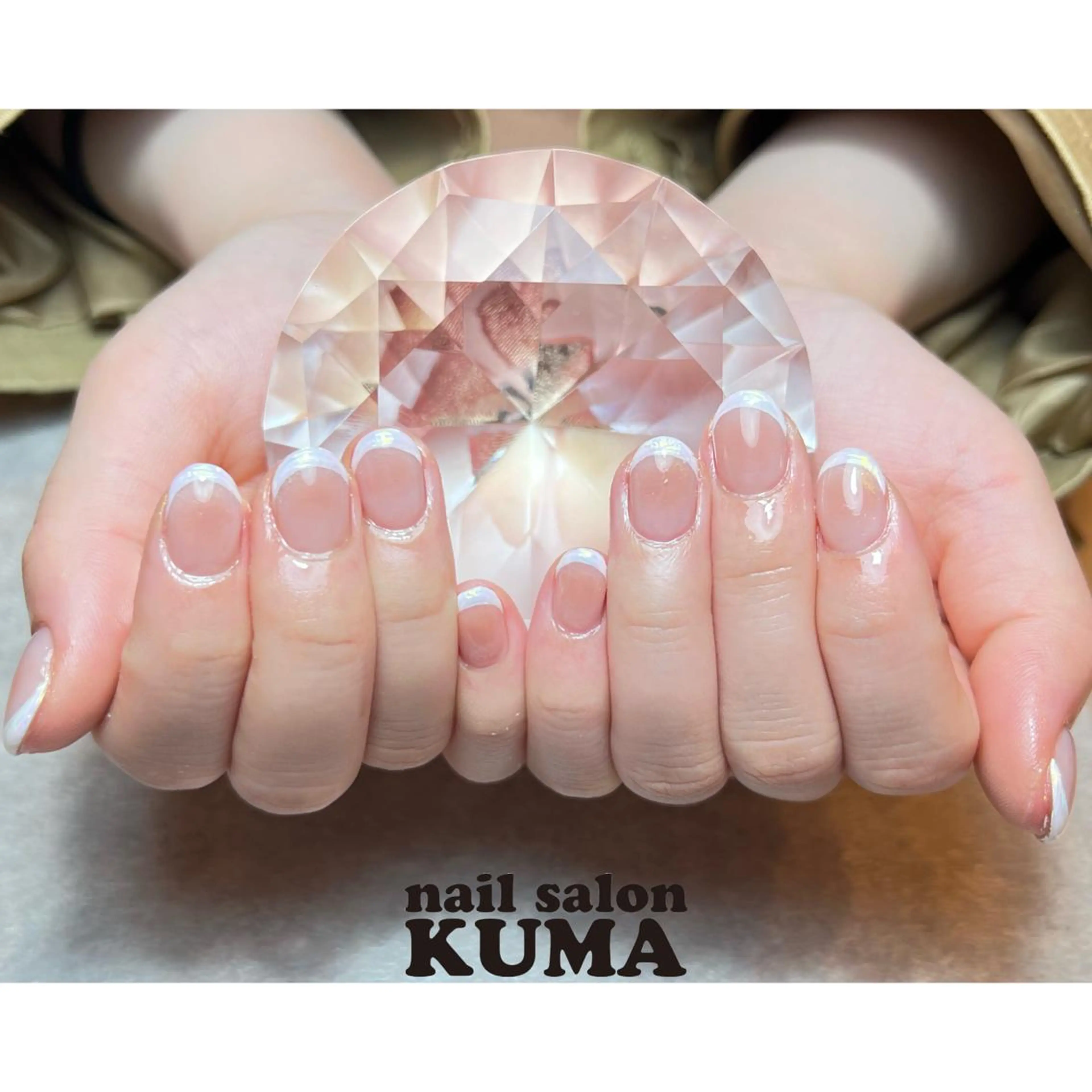 ネイル 長さ出し フレンチネイル ジェルネイル ガラスフレンチ 韓国ネイル ハンドネイル nailsalon KUMA所属・nailsalon KUMAのネイルデザイン