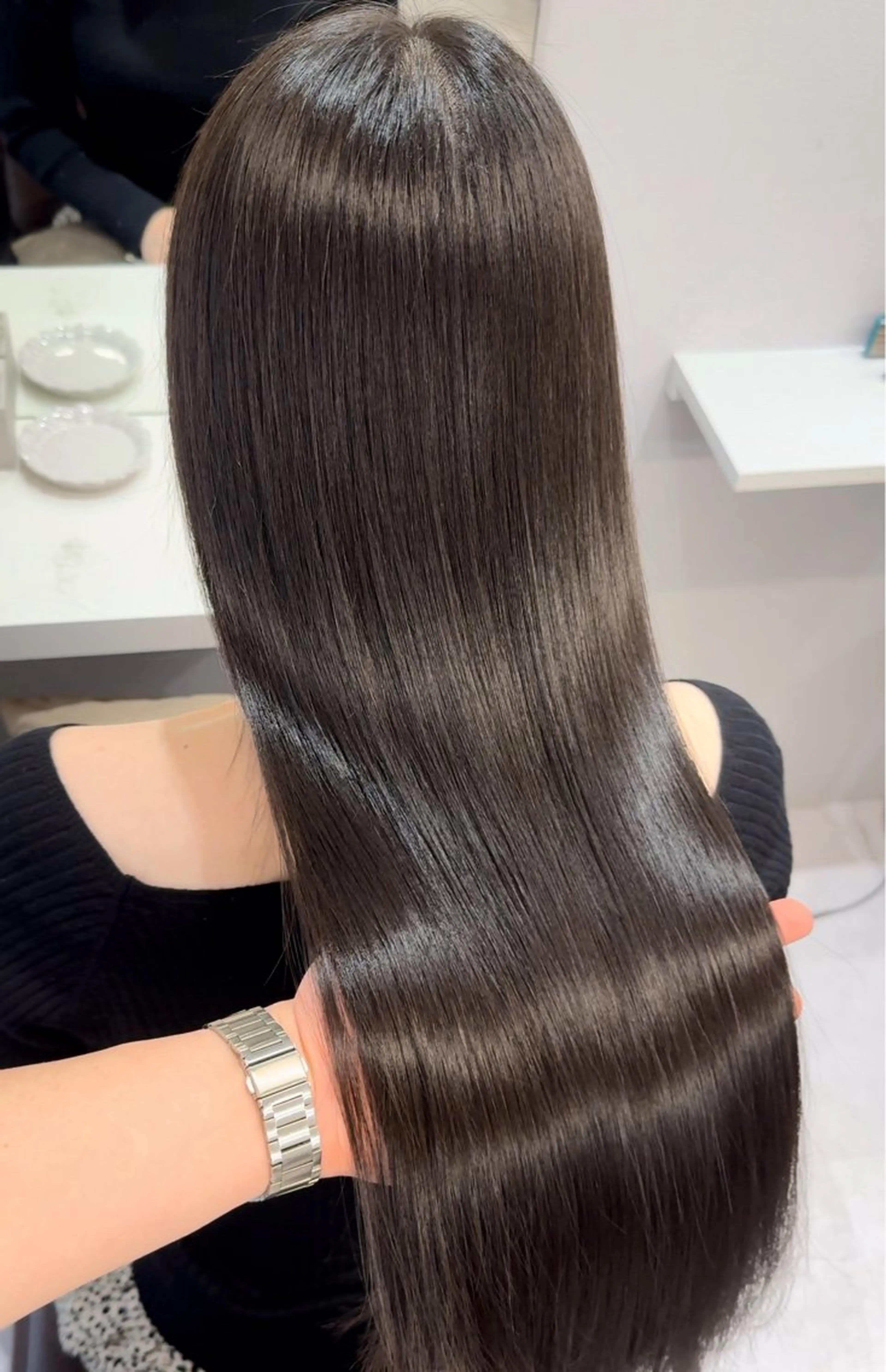ロング ケアカラー 髪質改善 縮毛矯正 トリートメント 酸性ストレート カット 縮毛矯正 トリートメント 髪質改善×縮毛矯正 Core梅田　片山のヘアスタイル