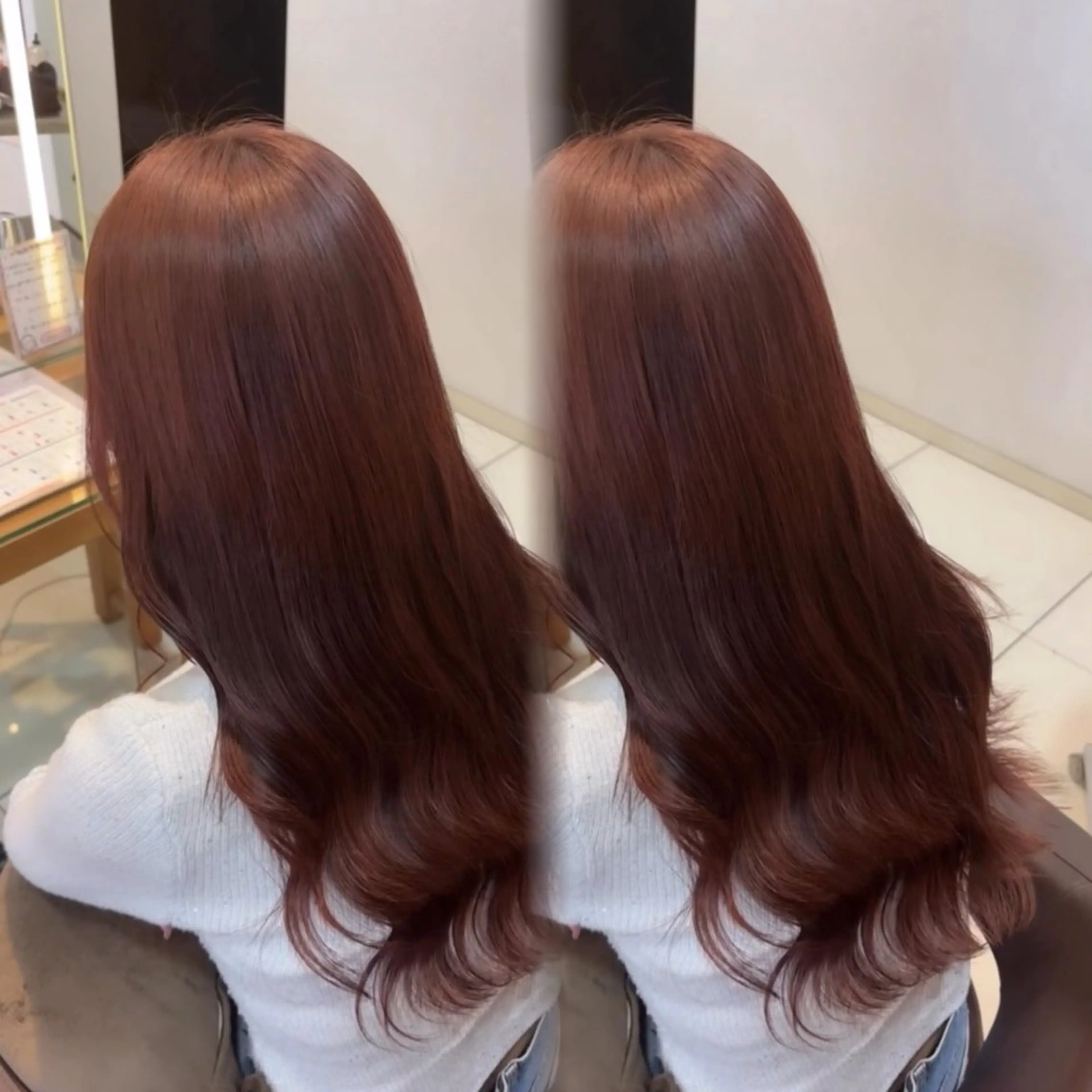 ロング カラー ブリーチ ブラウンカラー ダブルカラー ブリーチなしカラー ピンクカラー ヘアカラー パーマ、ダブル カラー、上野星也のヘアスタイル