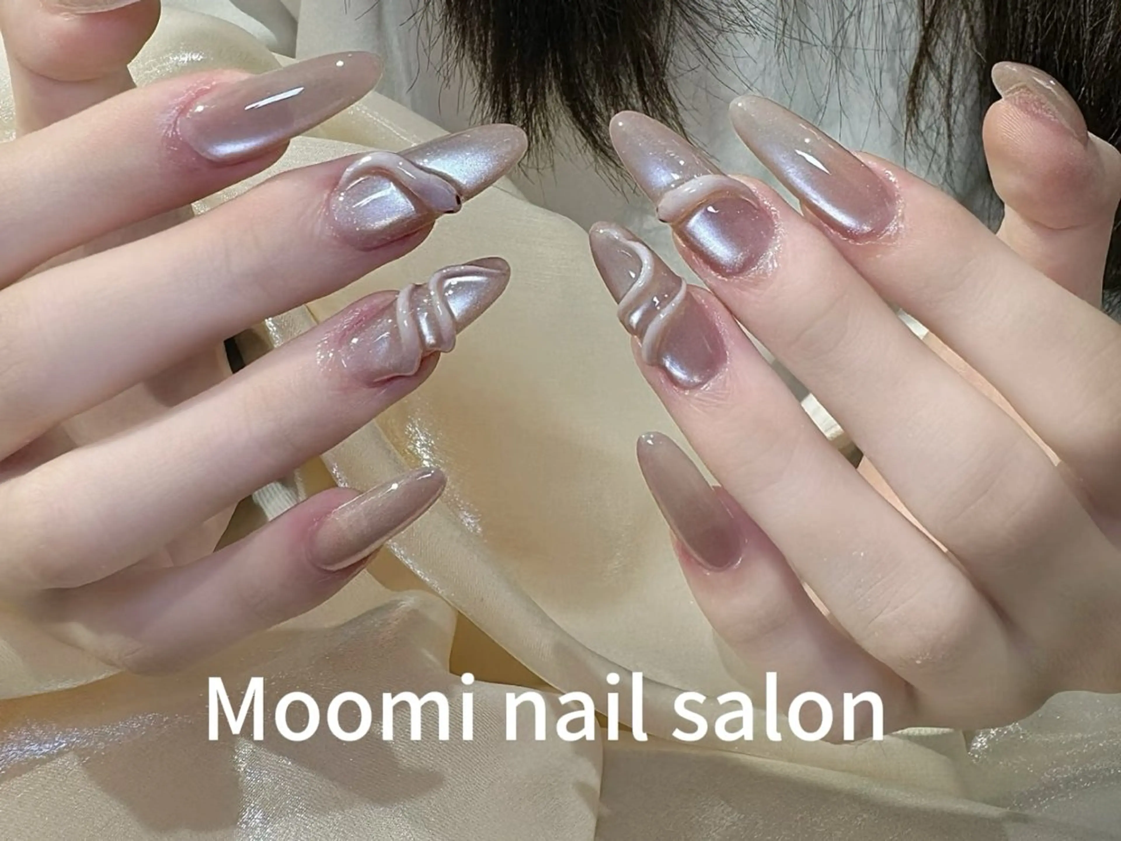 ロング 韓国風ヘア ハンドネイル Moomi あずりのネイルデザイン