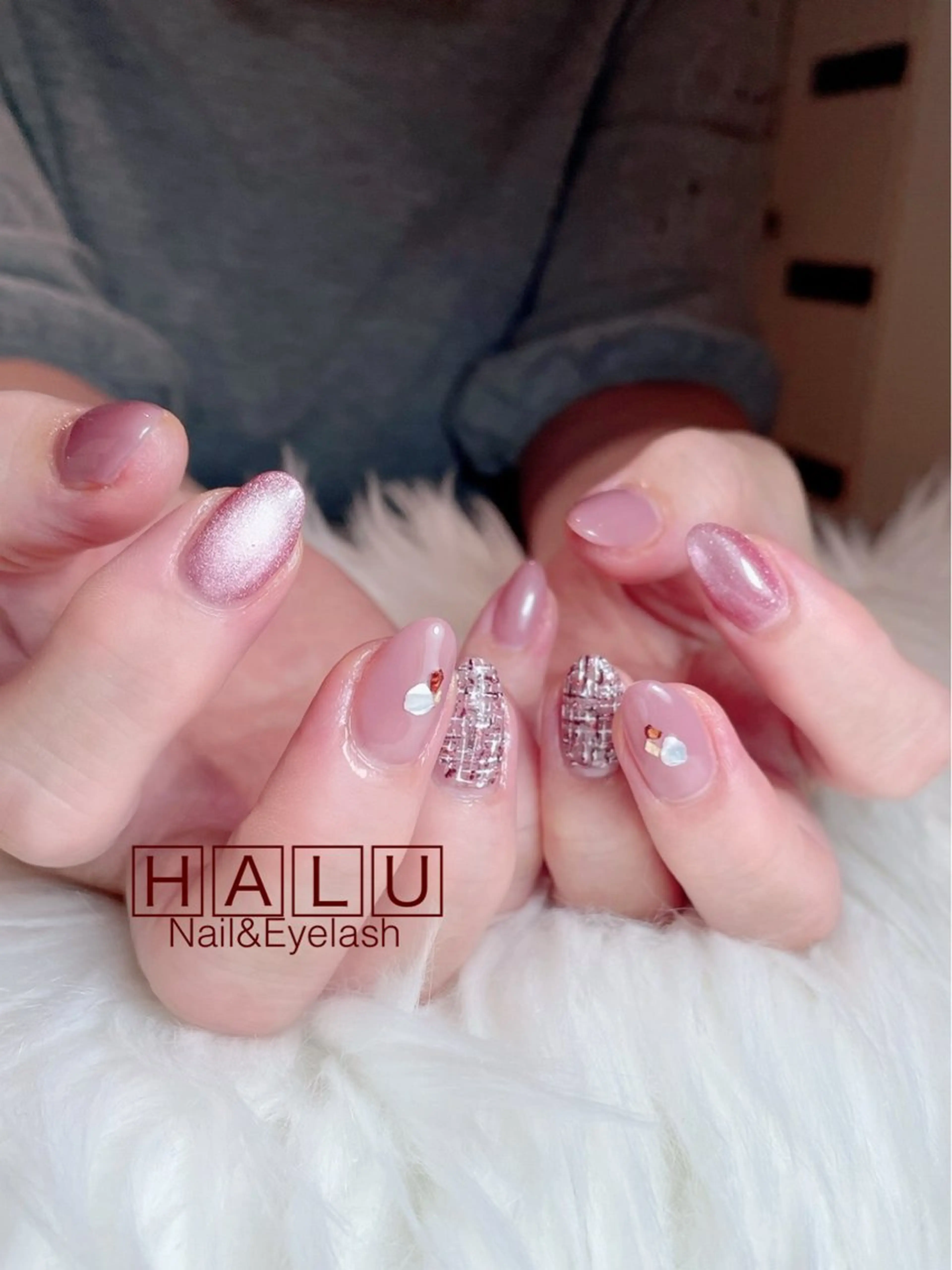 ネイル ツイードネイル ハンドネイル フットネイル HALU ハルのネイルデザイン
