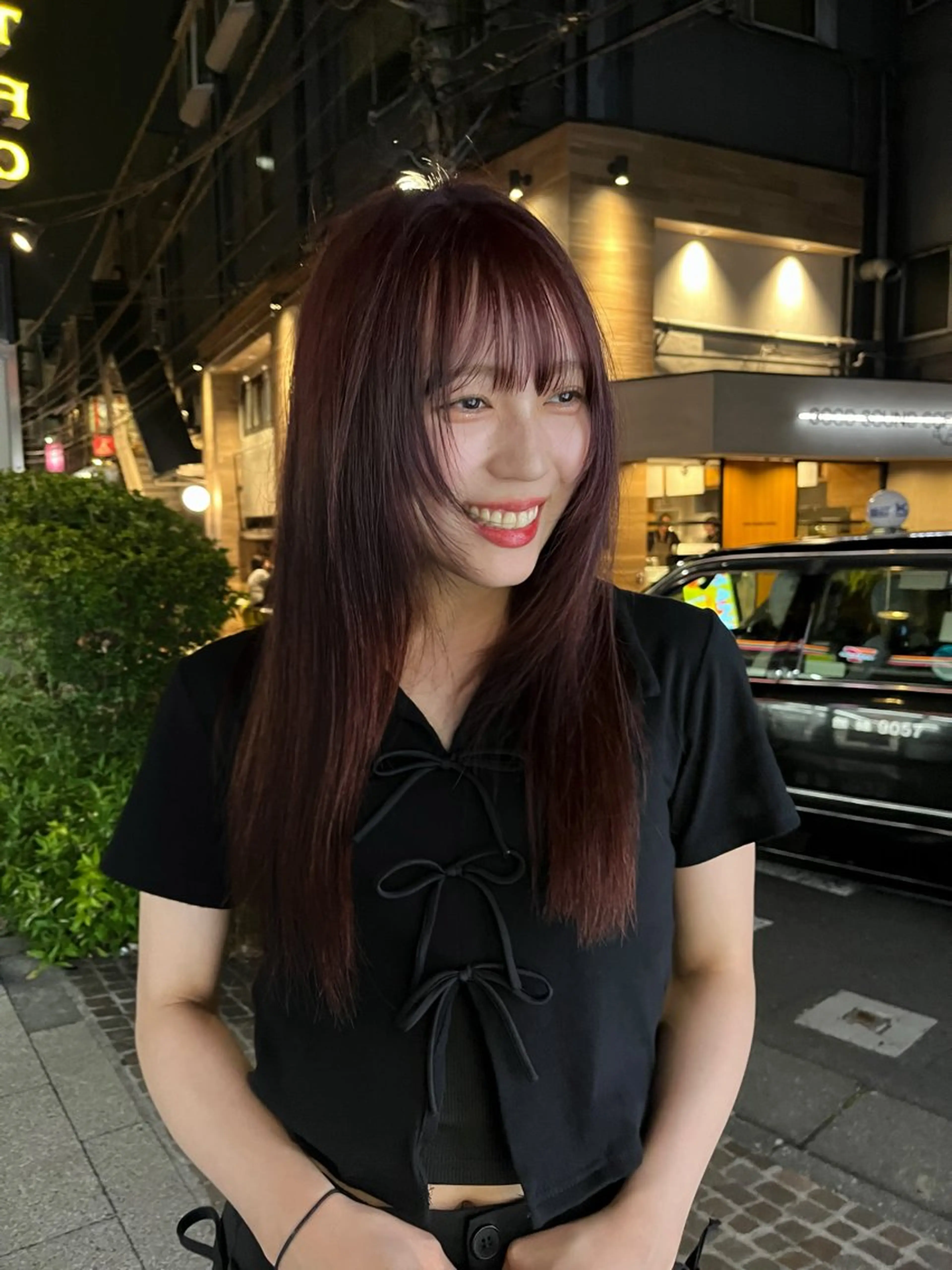 ロング カラー カシス ラベンダーカラー 竹内 菜々子のヘアスタイル