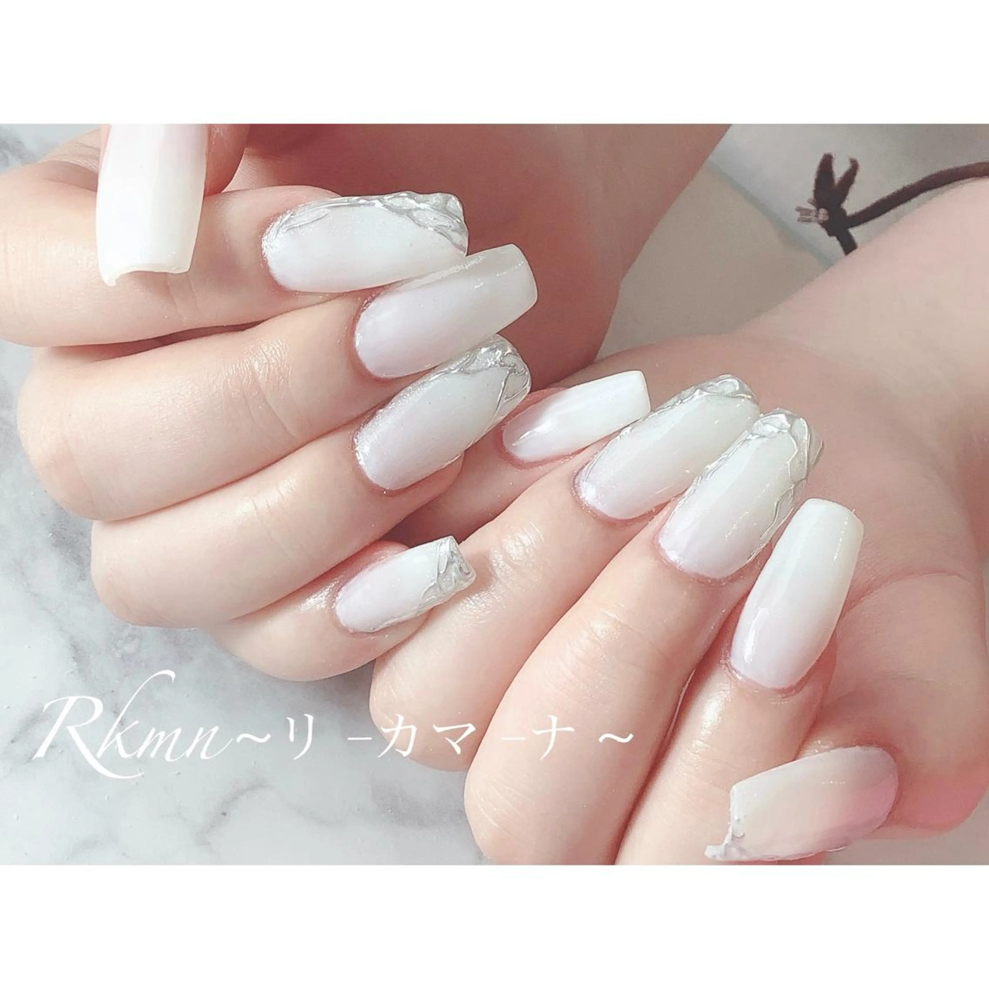 ネイル アートネイル ミラーネイル シンプルネイル 春ネイル スクエアネイル ハンドネイル フットネイル ハンドケア Rkmn ~リ-カマ-ナ~のネイルデザイン