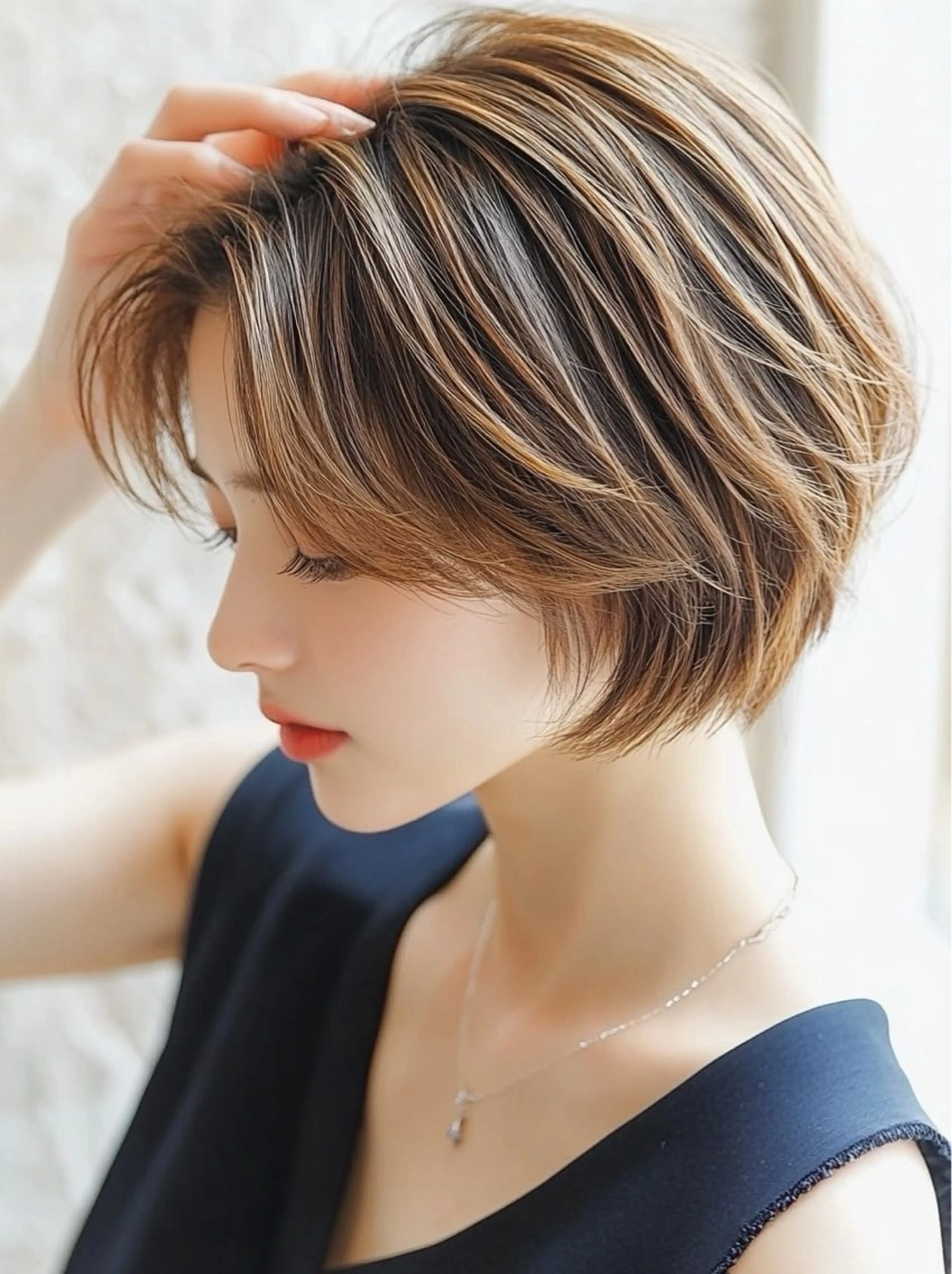 ショート カラー カット ヘアカラー トリートメント レイヤー×顔周 り×髪質改善/MIUのヘアスタイル