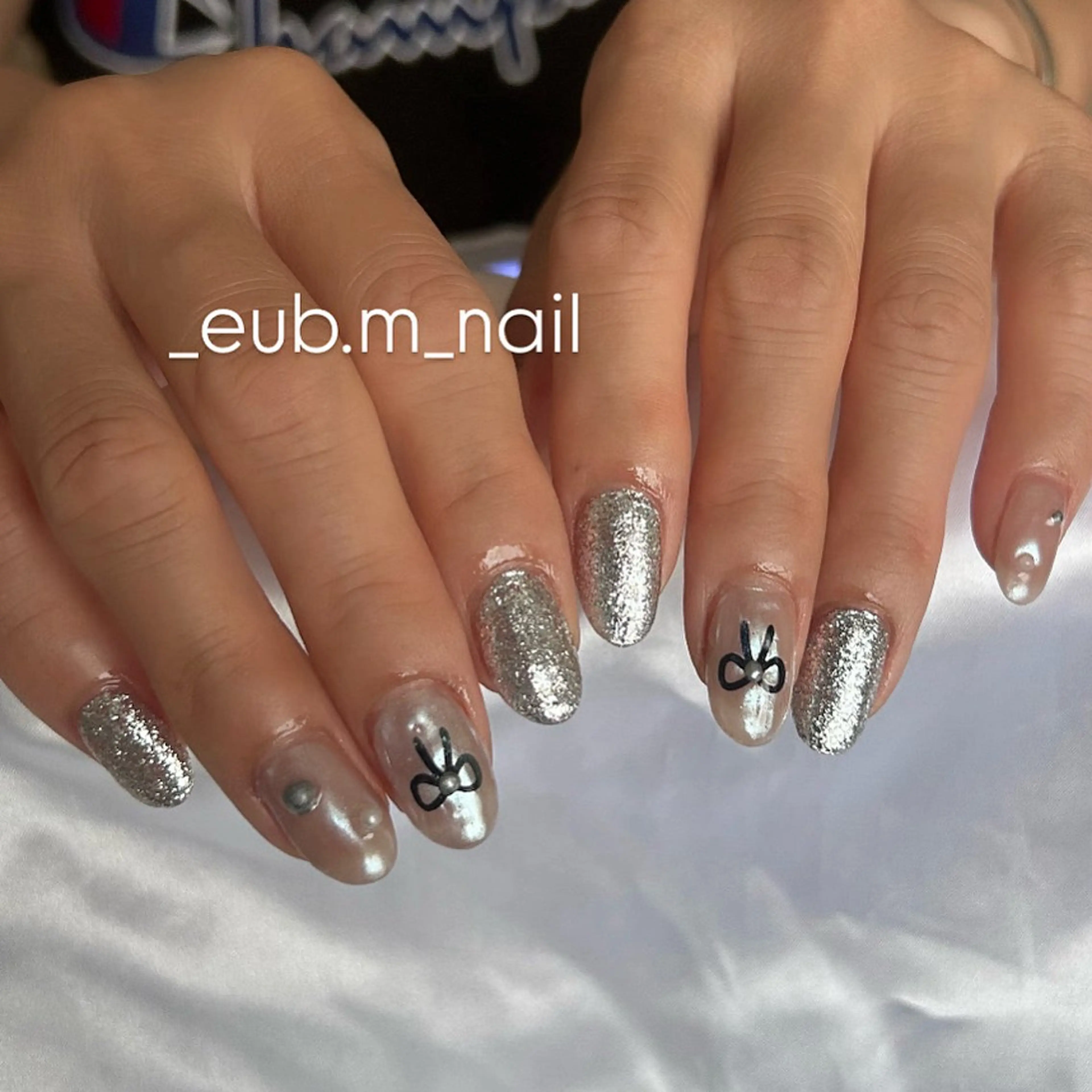 ネイル オーロラネイル リボン 深夜ネイルサロン eub.m_nailのネイルデザイン