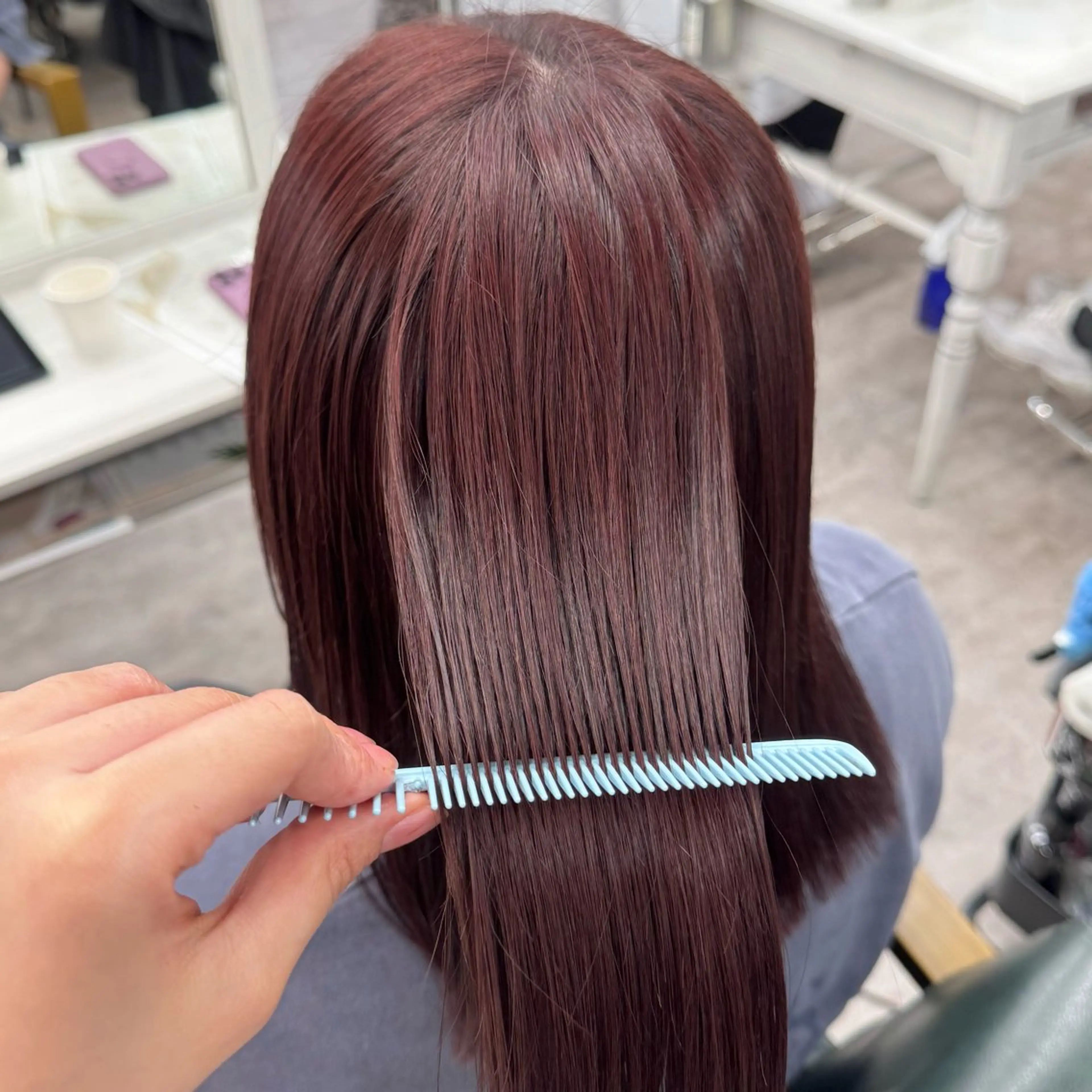 ミディアム カラー カット ヘアカラー トリートメント JUNSHIN🦋 ヘアセット／カラーのヘアスタイル