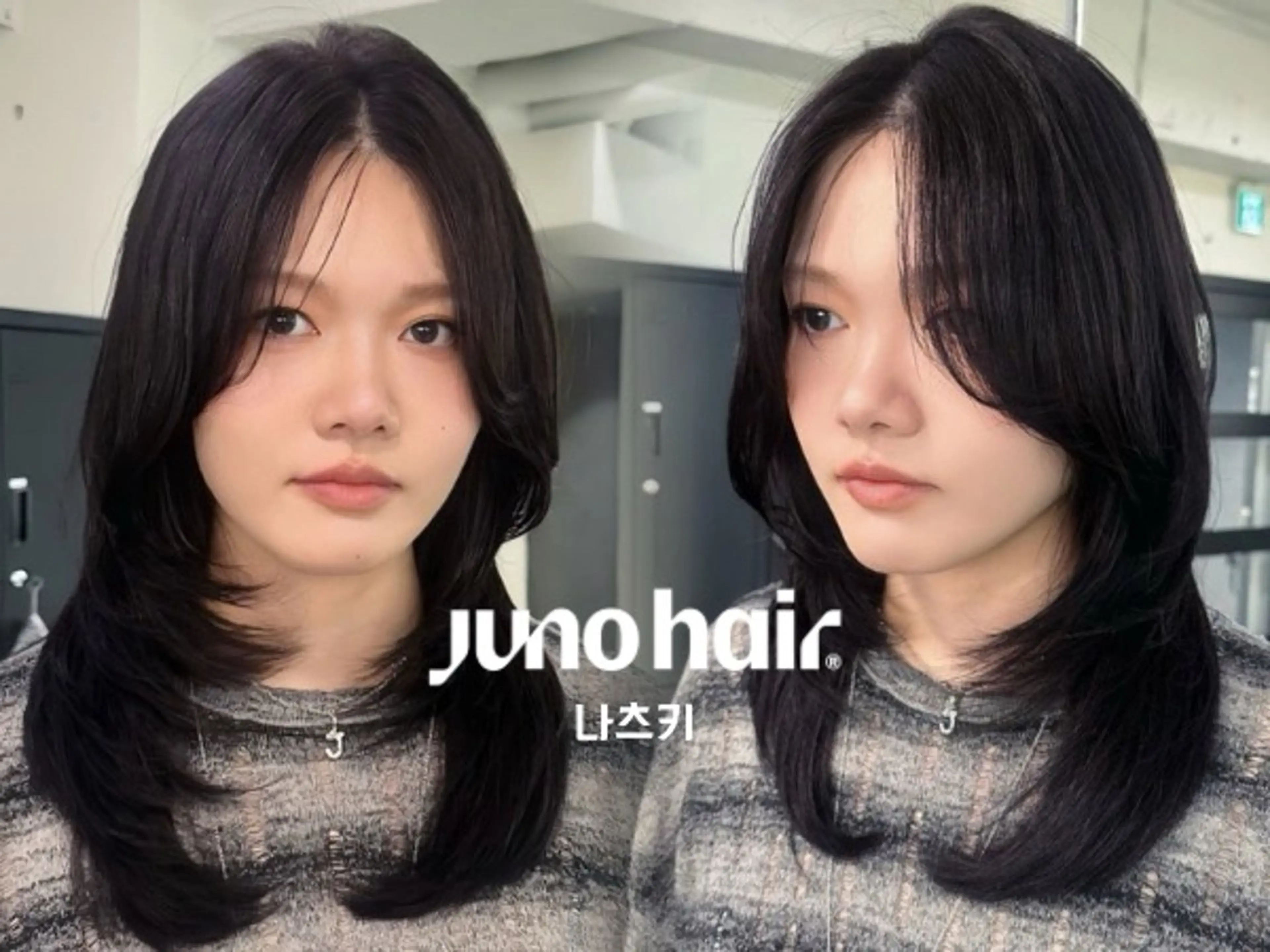 セミロング 韓国風ヘア レイヤーカット 小顔カット カット 韓国レイヤー🪽 無重力パーマナツキのヘアスタイル