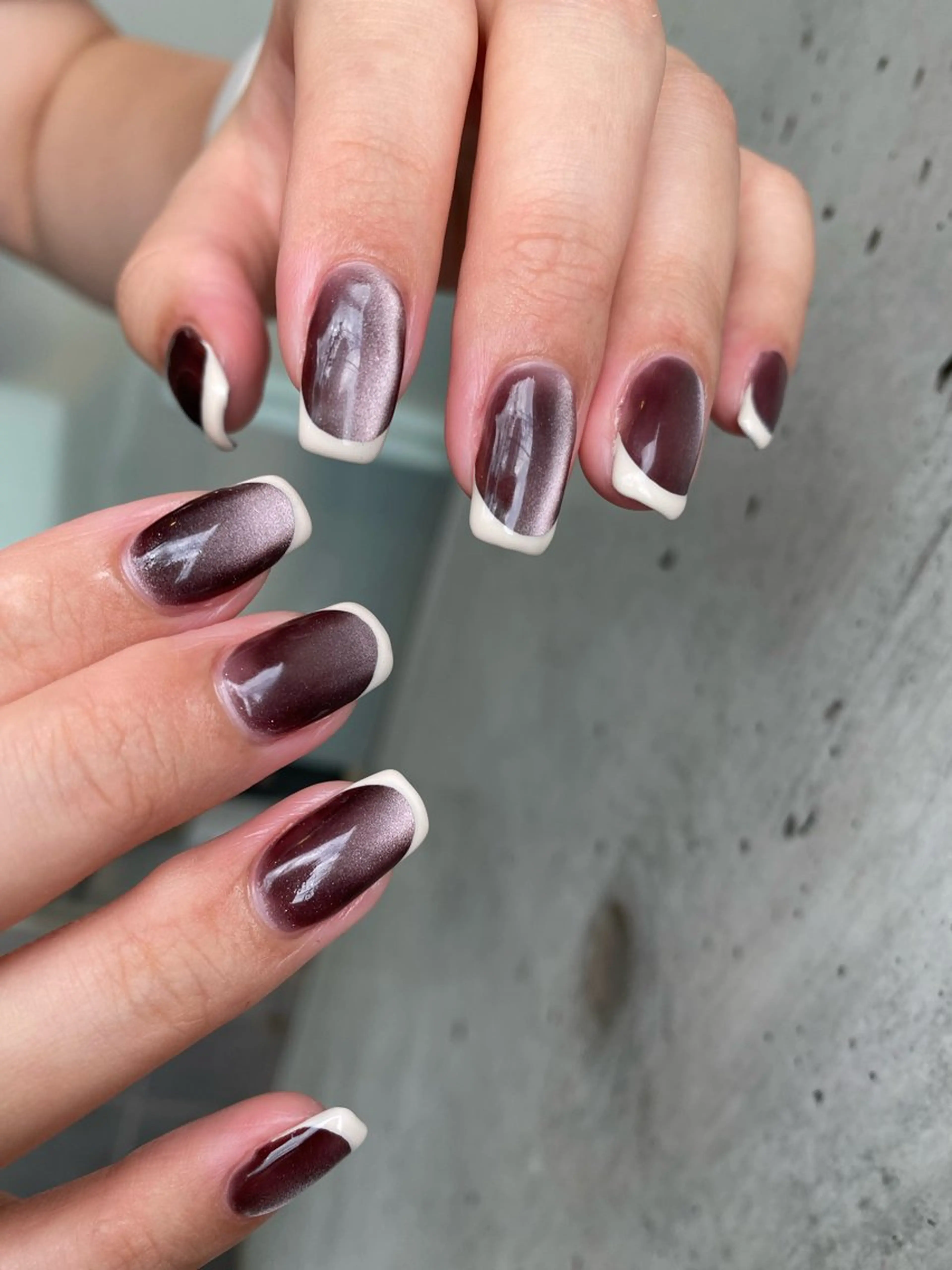 ネイル フレンチネイル ジェルネイル マグネットネイル ニュアンスネイル ワンカラーネイル ハンドネイル 草加ニュアンスネイル 🌚hersのネイルデザイン