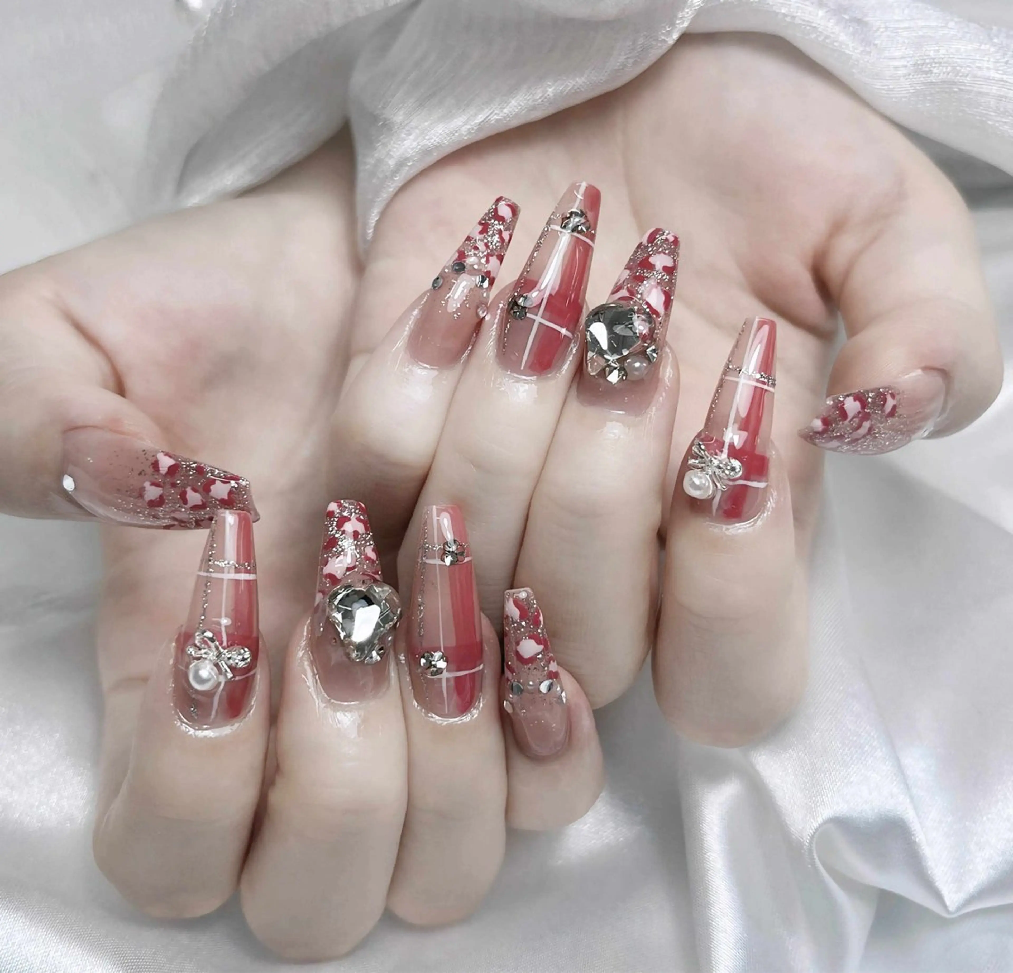 ネイル 韓国ネイル ロングネイル ニュアンスネイル ピンク スカルプネイル Nova Nail Salonのネイルデザイン