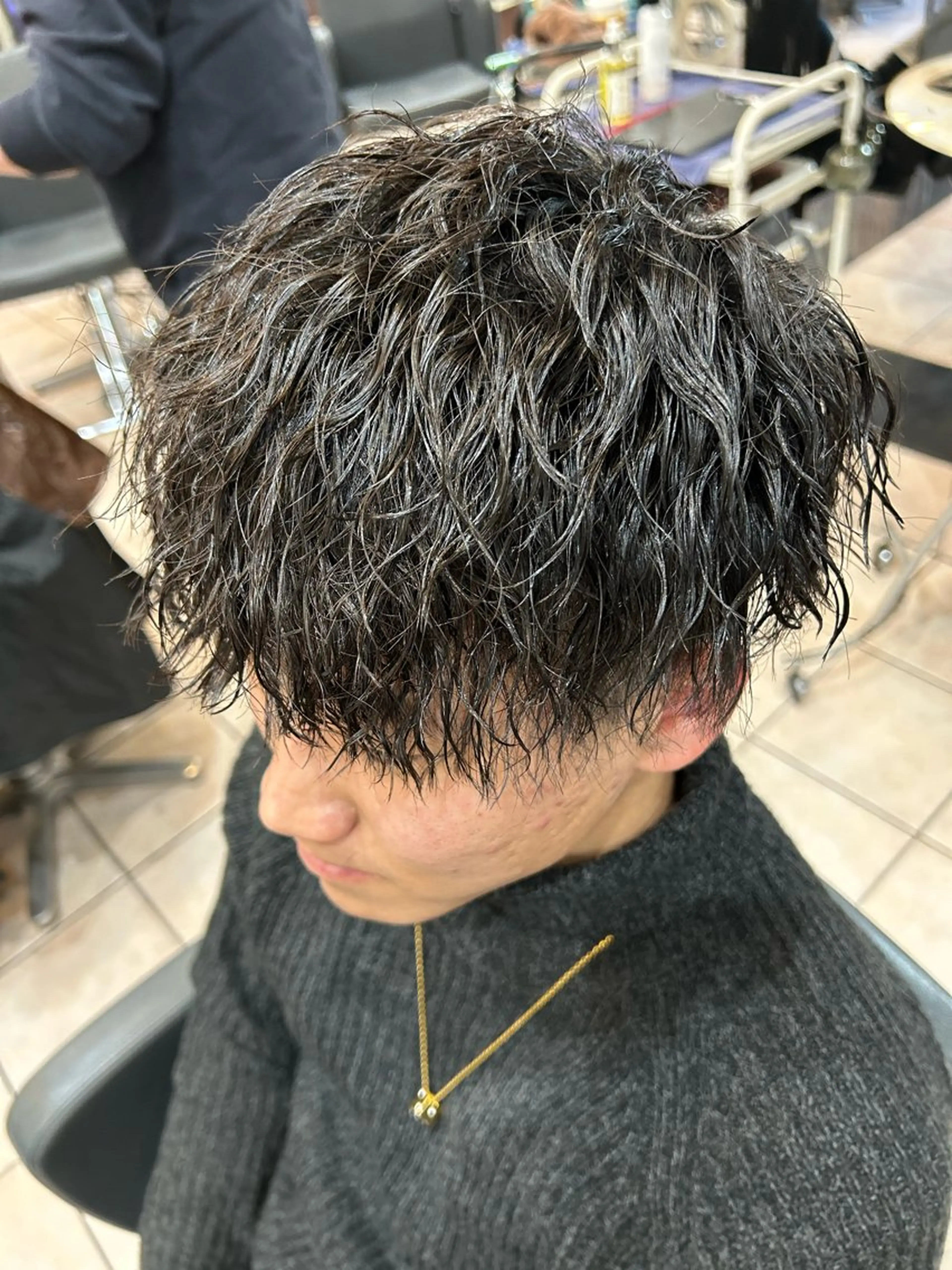 ミディアム パーマ メンズ 大阪/梅田/シャドウ パーマ/ノボリユウタのヘアスタイル