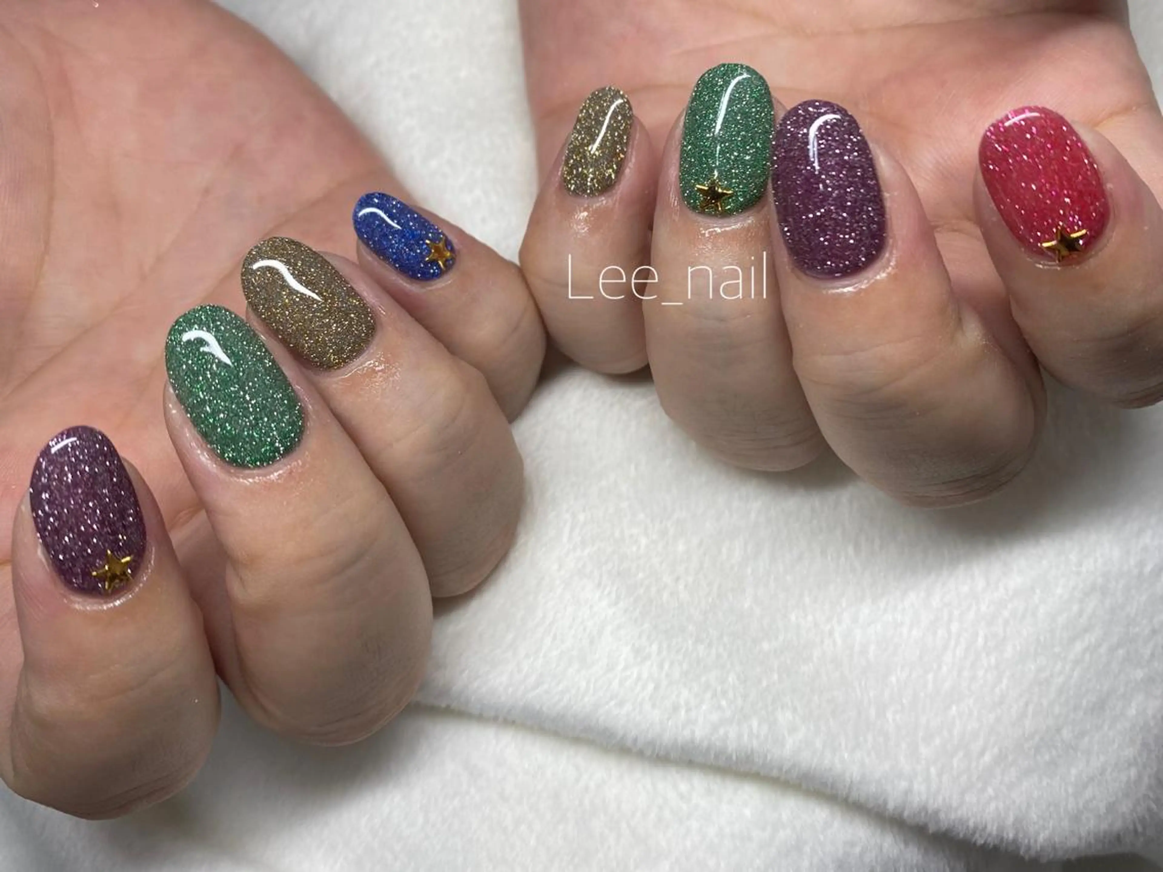ネイル フラッシュネイル 冬ネイル クリスマス ハンドネイル Lee_ nailのネイルデザイン