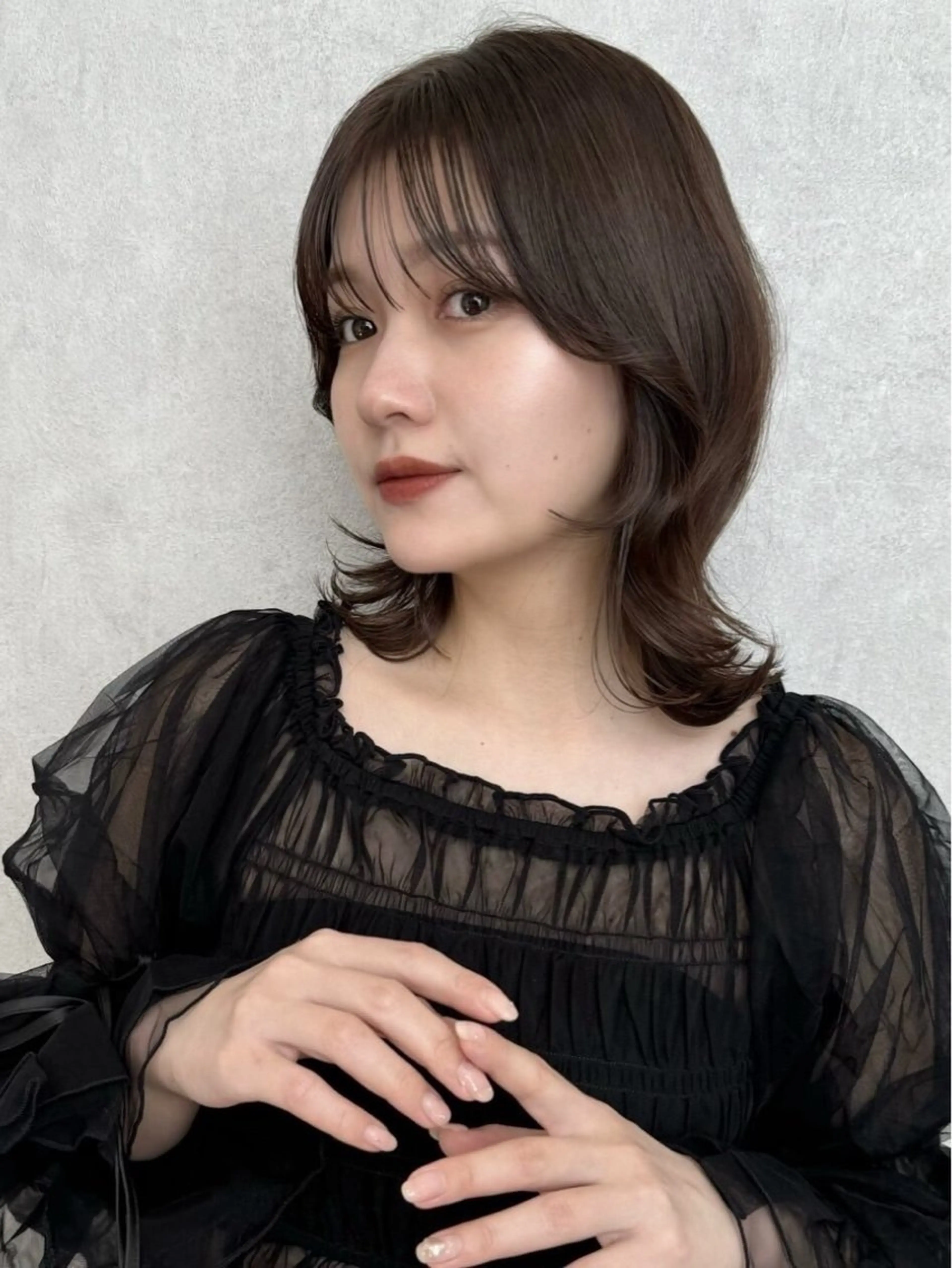 ミディアム カット ヘアカラー トリートメント ヘアセット 新宿/韓国レイヤー/ 顔周りカット松本美晴のヘアスタイル