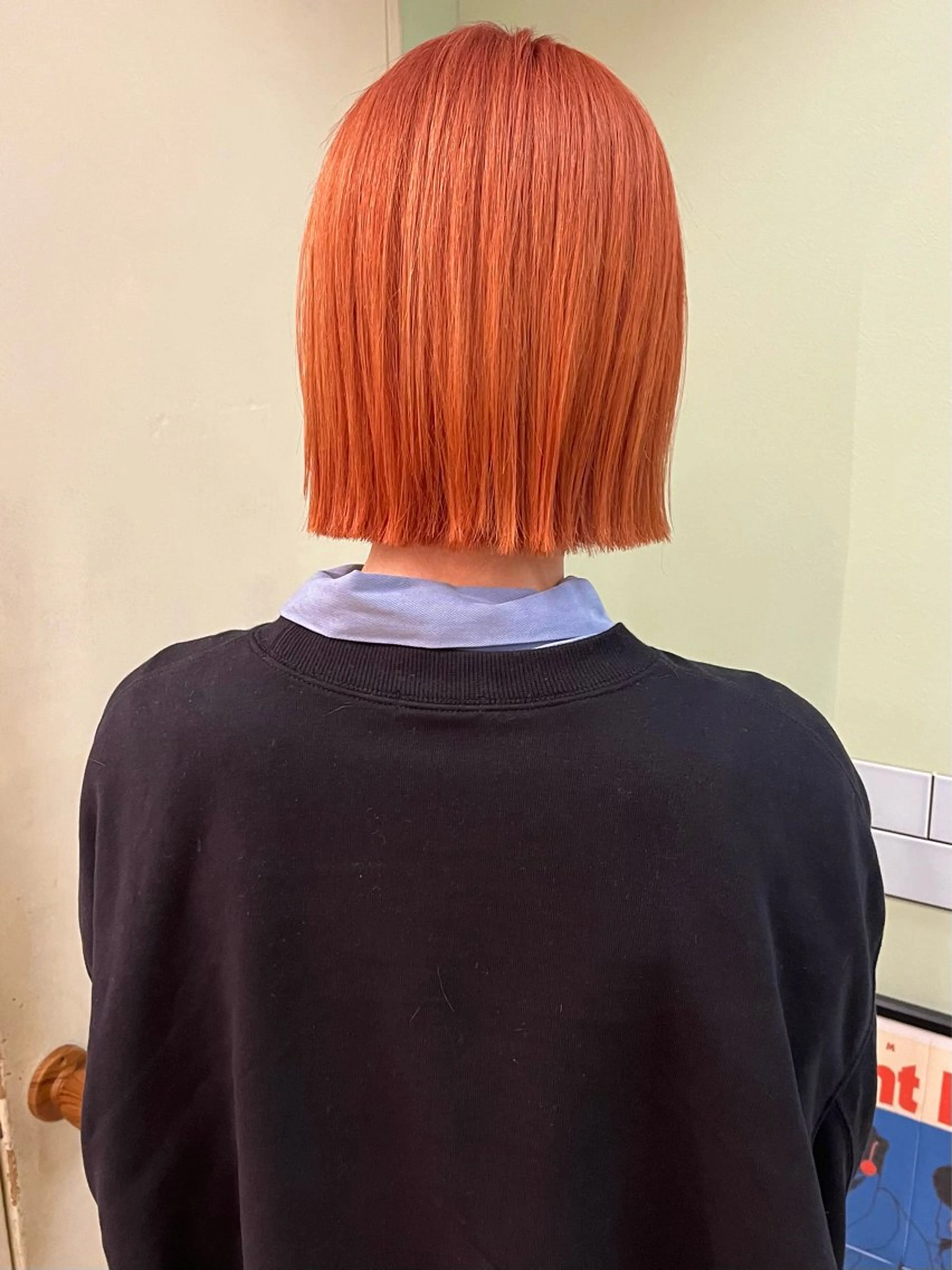 ショート カラー キッズ ブリーチ オレンジ ボブ カット ヘアカラー 上新庄⛄️顔周り カット❄️石川瑠青のヘアスタイル