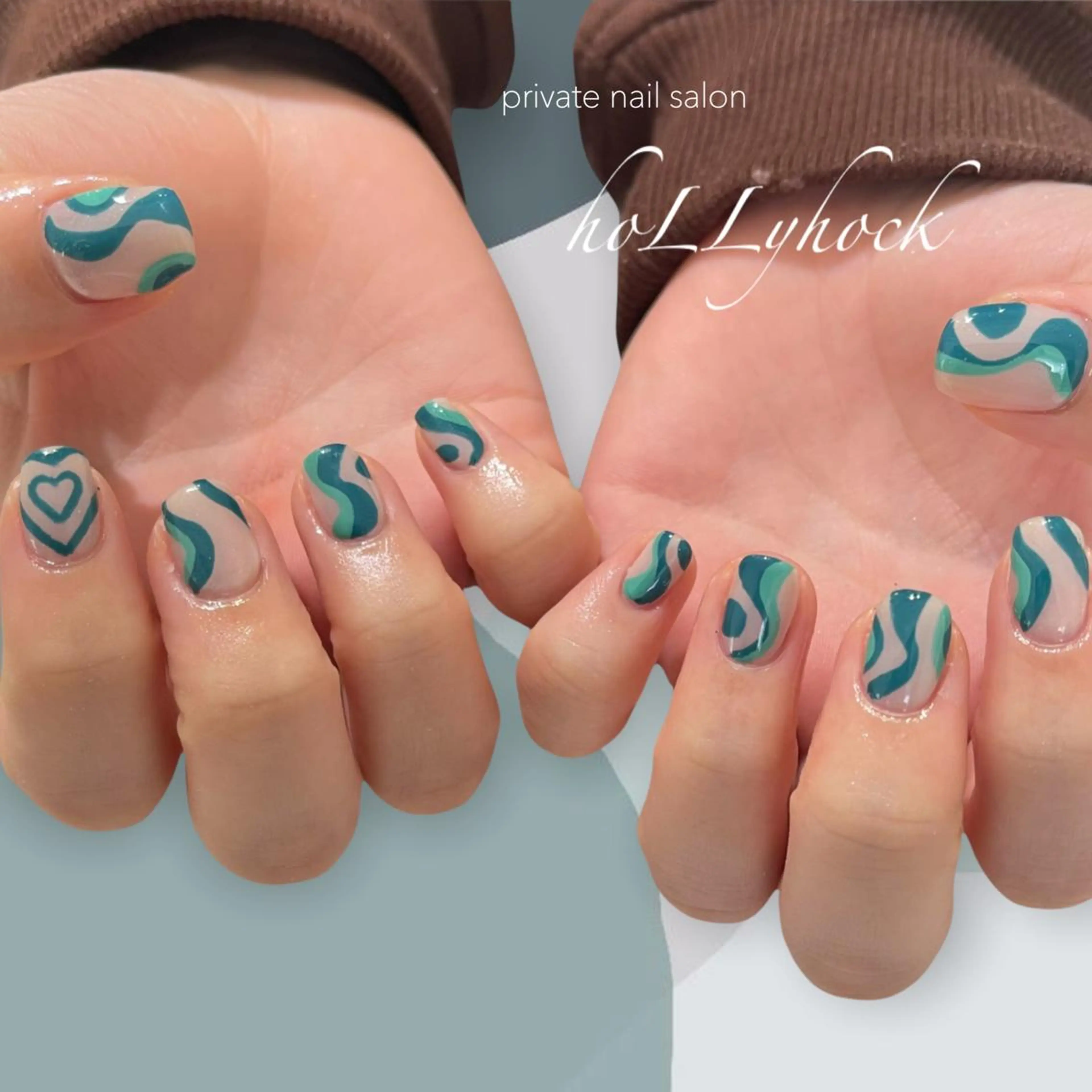 ネイル フラッシュネイル ジェルネイル ハート マットネイル 冬ネイル ハンドネイル nail salon hoLLyhockのネイルデザイン