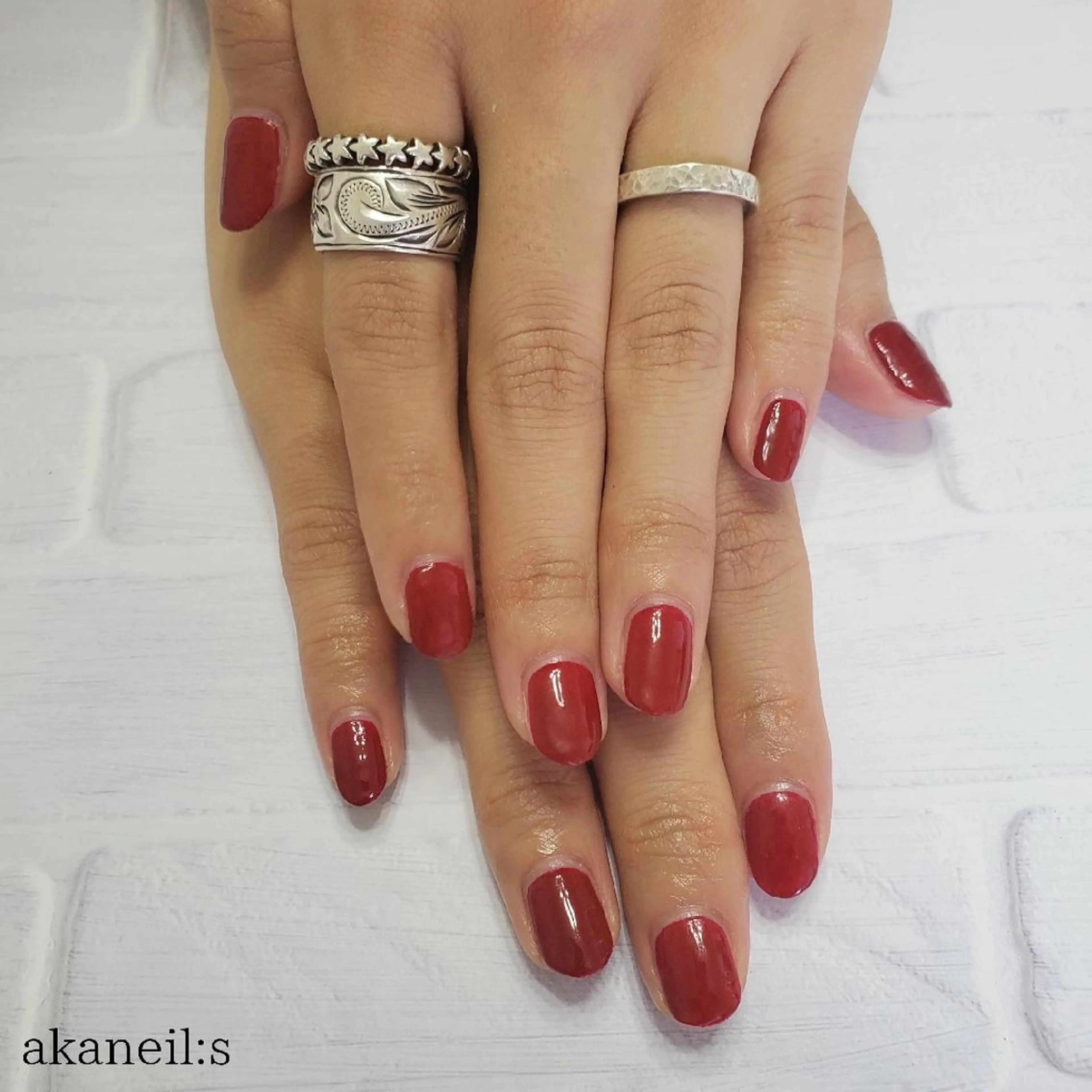 ネイル 赤色 【akaneils】 アカネのネイルデザイン