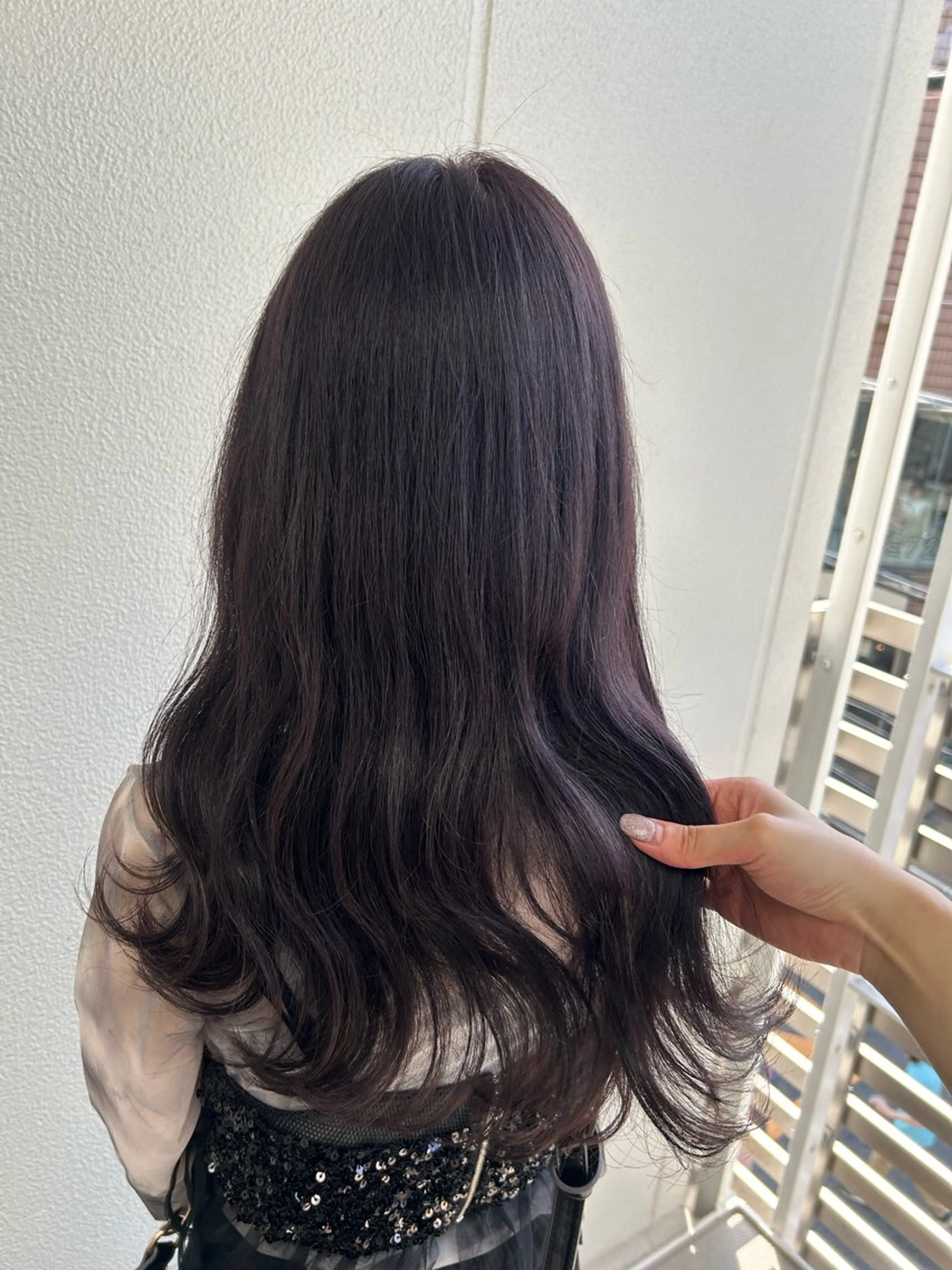 ロング カラー グレージュ ラベンダーカラー ラベンダーグレージュ ラベンダーグレー 🍑韓国艶髪🇰🇷 店長【桑原ユキネ】のヘアスタイル