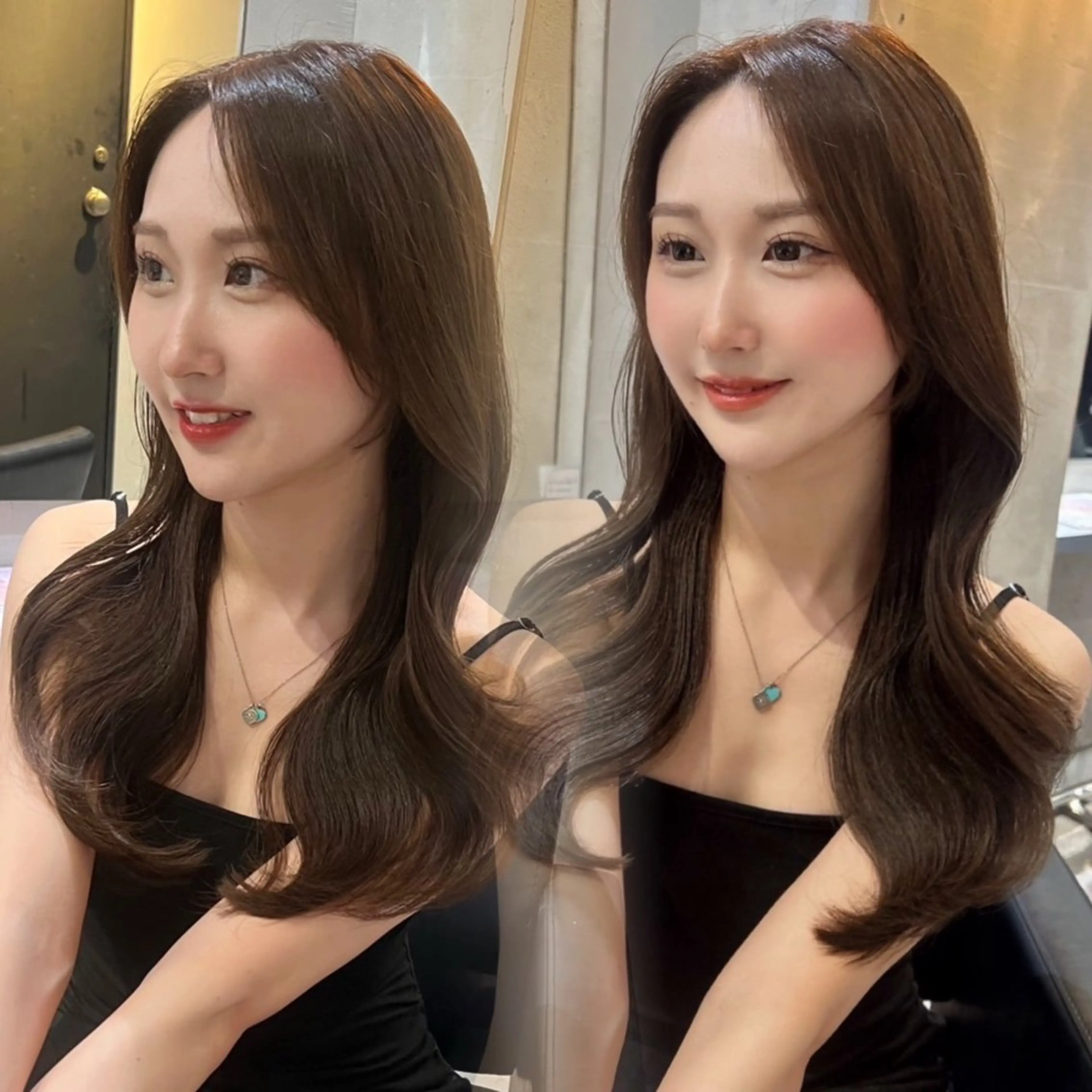セミロング カラー ブリーチ 透明感カラー ブリーチなしカラー 韓国風ヘア レイヤーカット ヘアカラー トリートメント ブリーチなしwカラー /韓国ヘア/きららのヘアスタイル