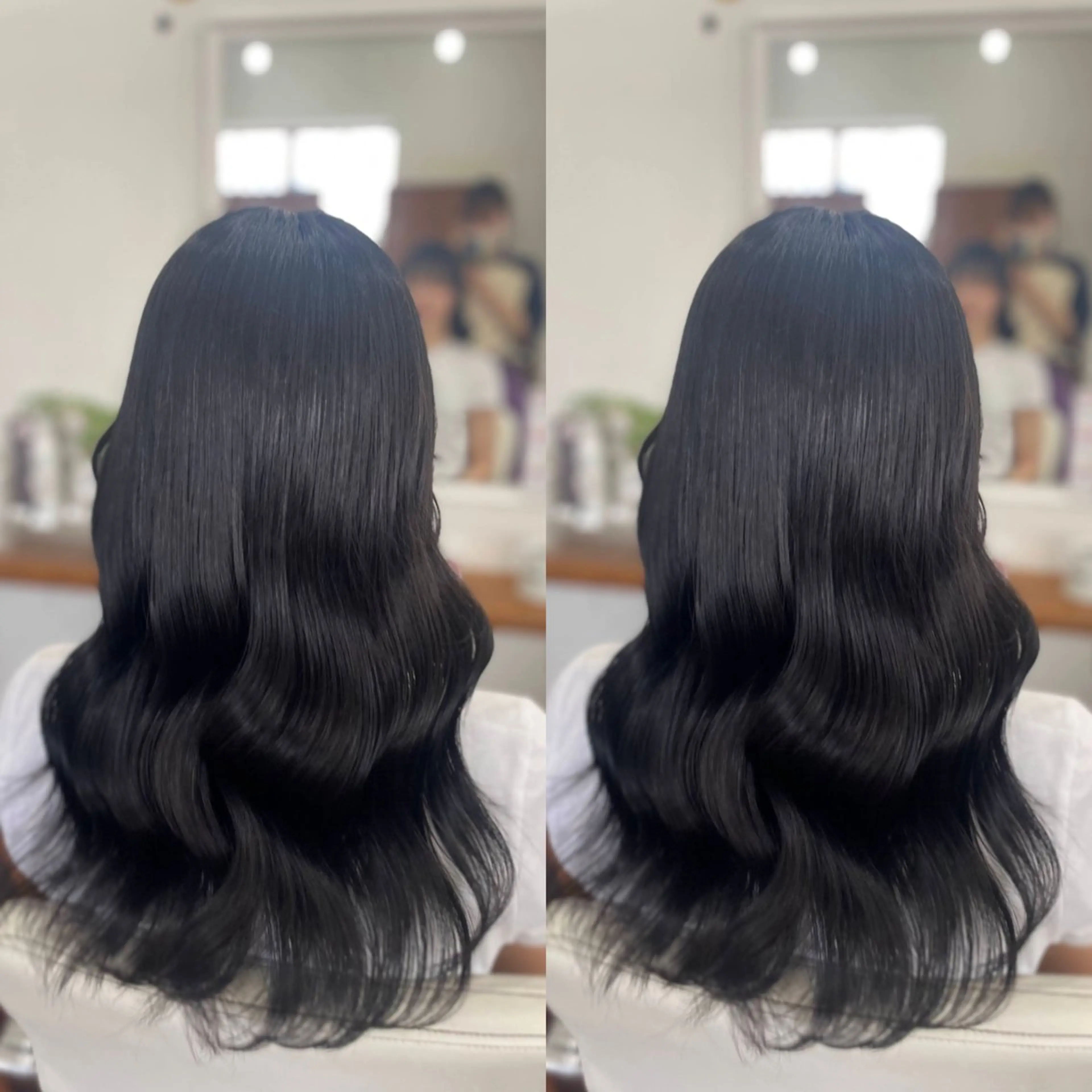 カラー 黒髪 ブルーカラー ブルーブラック mopa所属・mopa_kaede 暖色カラー/ロングのヘアスタイル