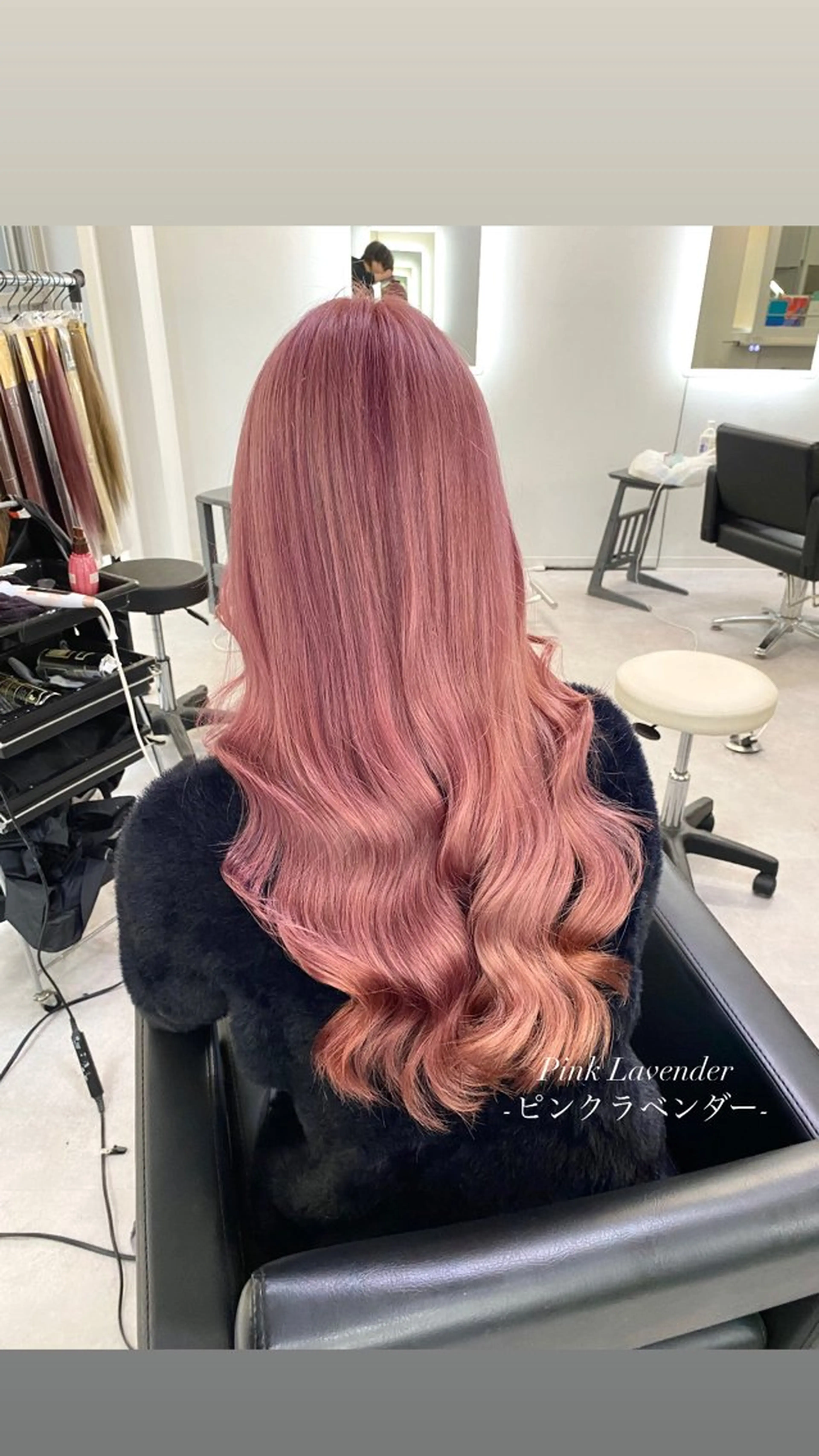 ロング カラー ラベンダーカラー ピンクカラー ピンクラベンダー ミルクティーベージュ /ピンク/大阪/堀江のヘアスタイル
