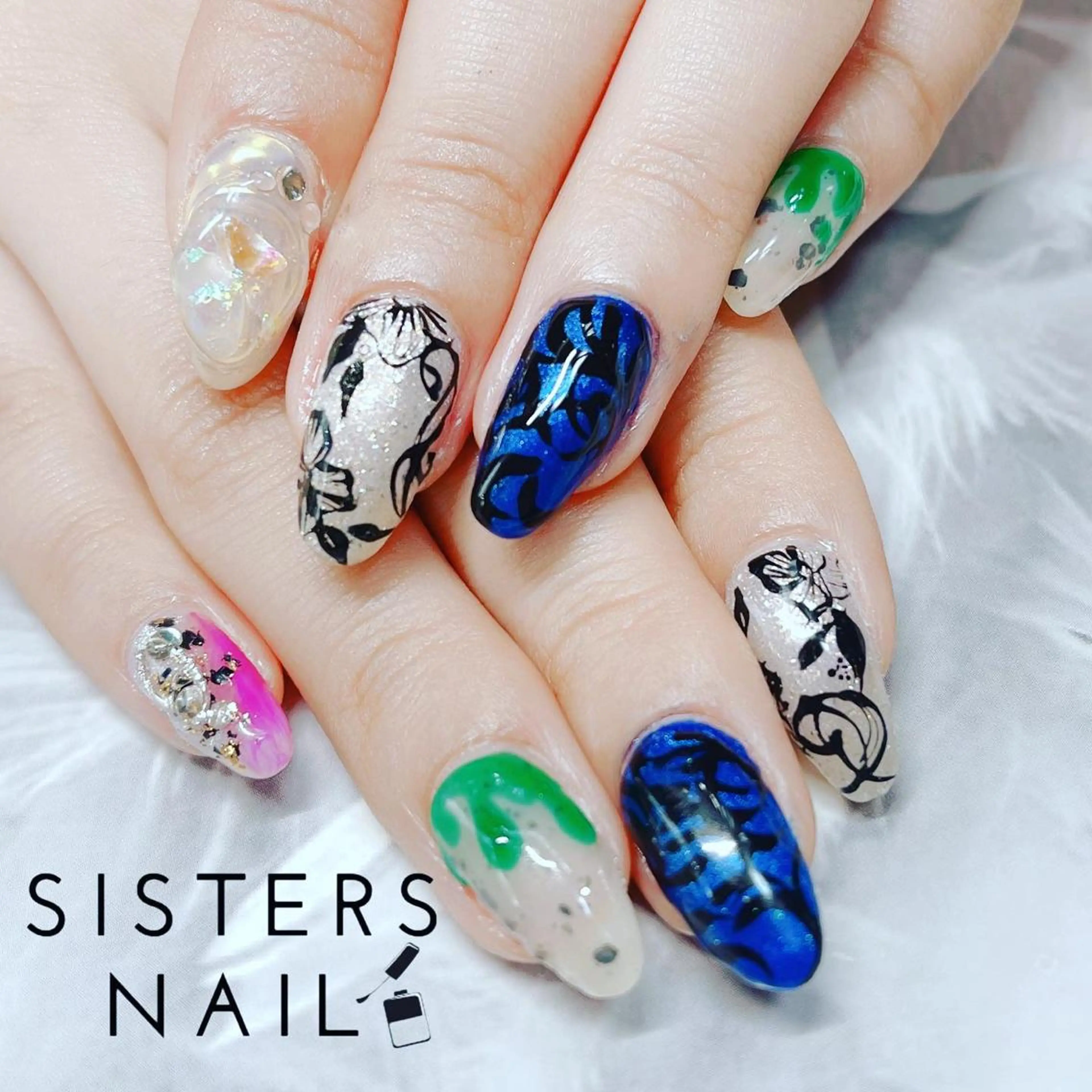 ネイル アートネイル オーロラネイル 韓国ネイル 大理石ネイル(マーブル) ニュアンスネイル sisters nail.fのネイルデザイン