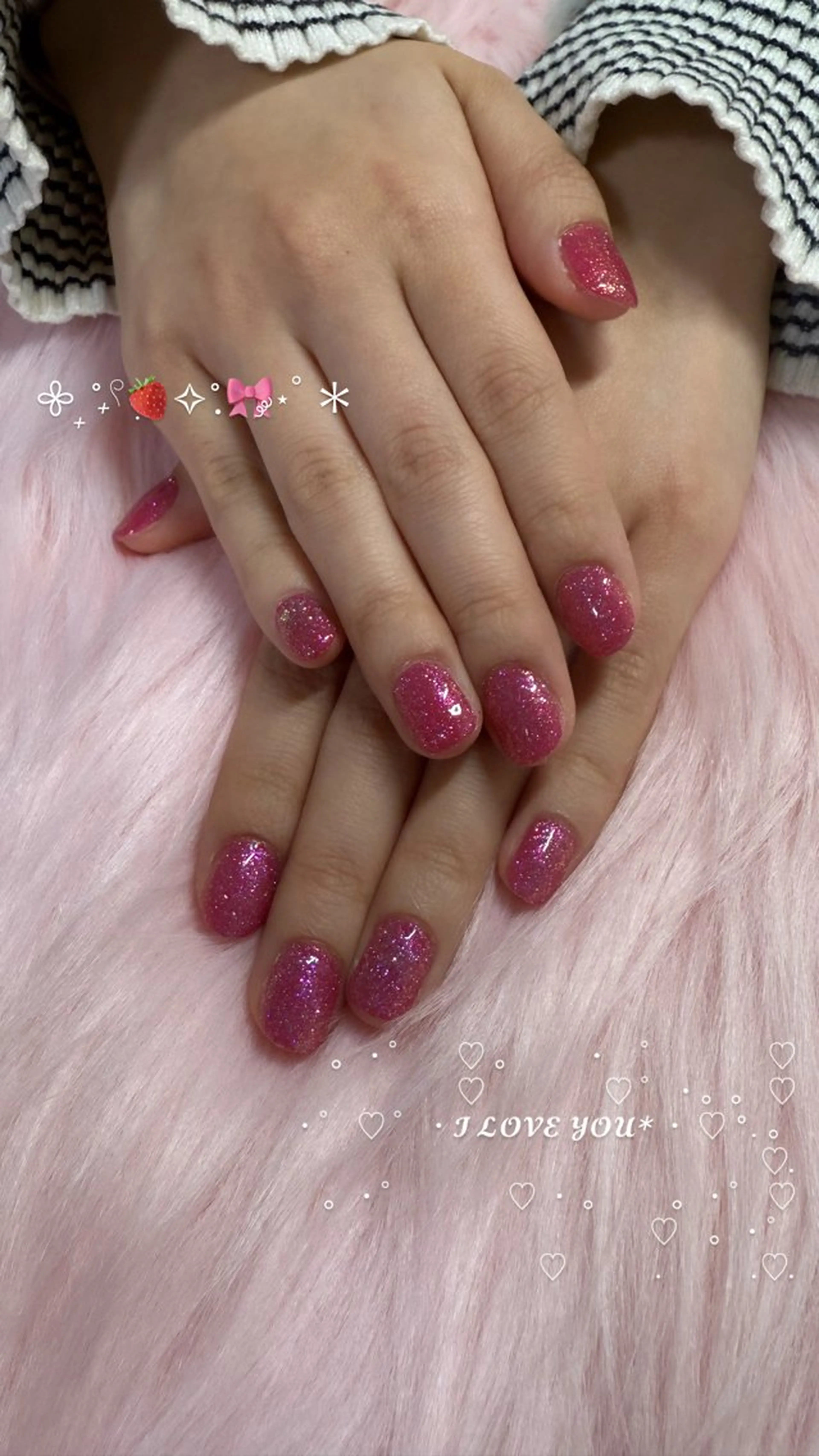 ネイル ラメ(グリッター) ワンカラーネイル ピンク nes.nail池袋所属・平良 春羽のネイルデザイン