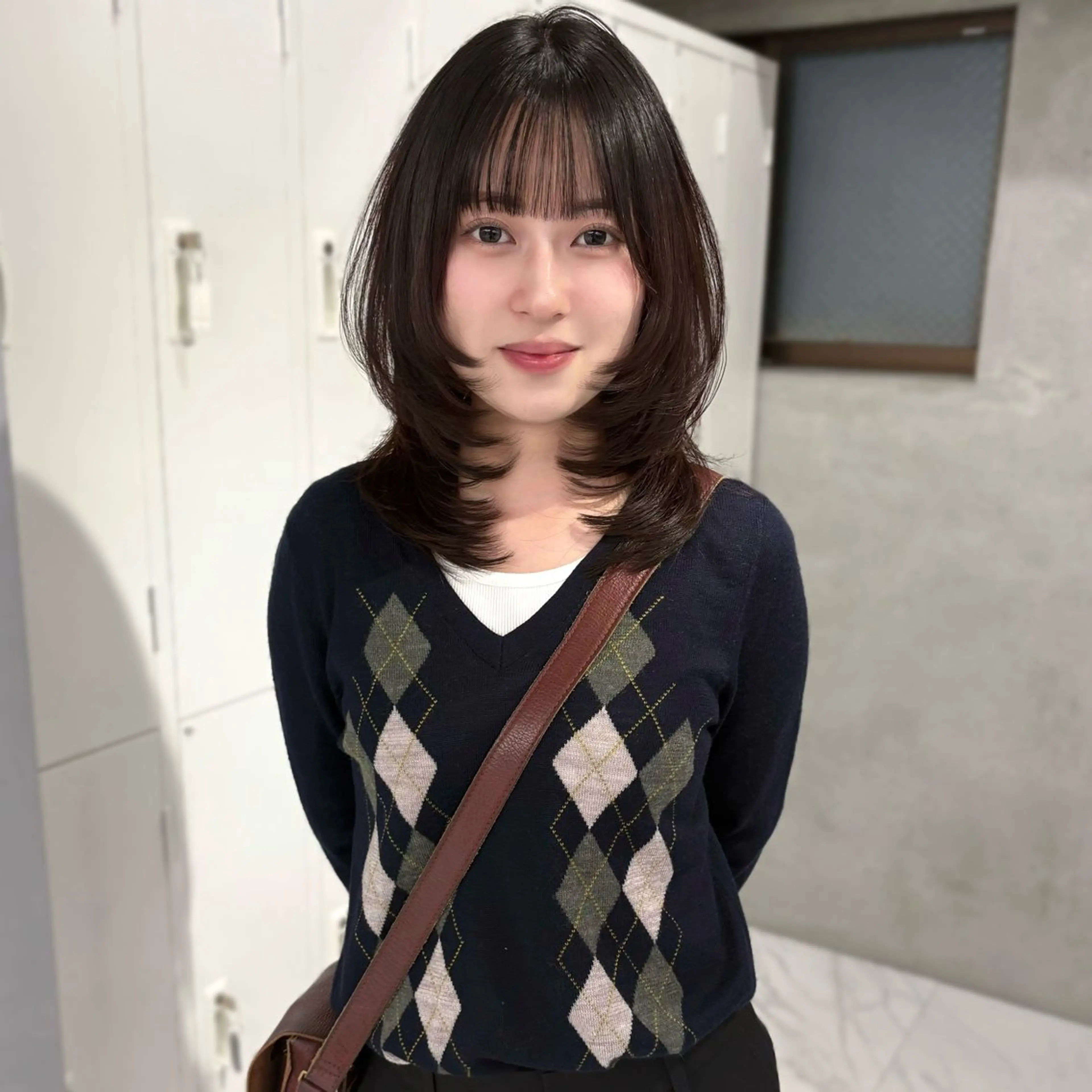 ミディアム ハイレイヤー レイヤーカット カット riko/レイヤー/ 艶カラー/ヘアセットのヘアスタイル