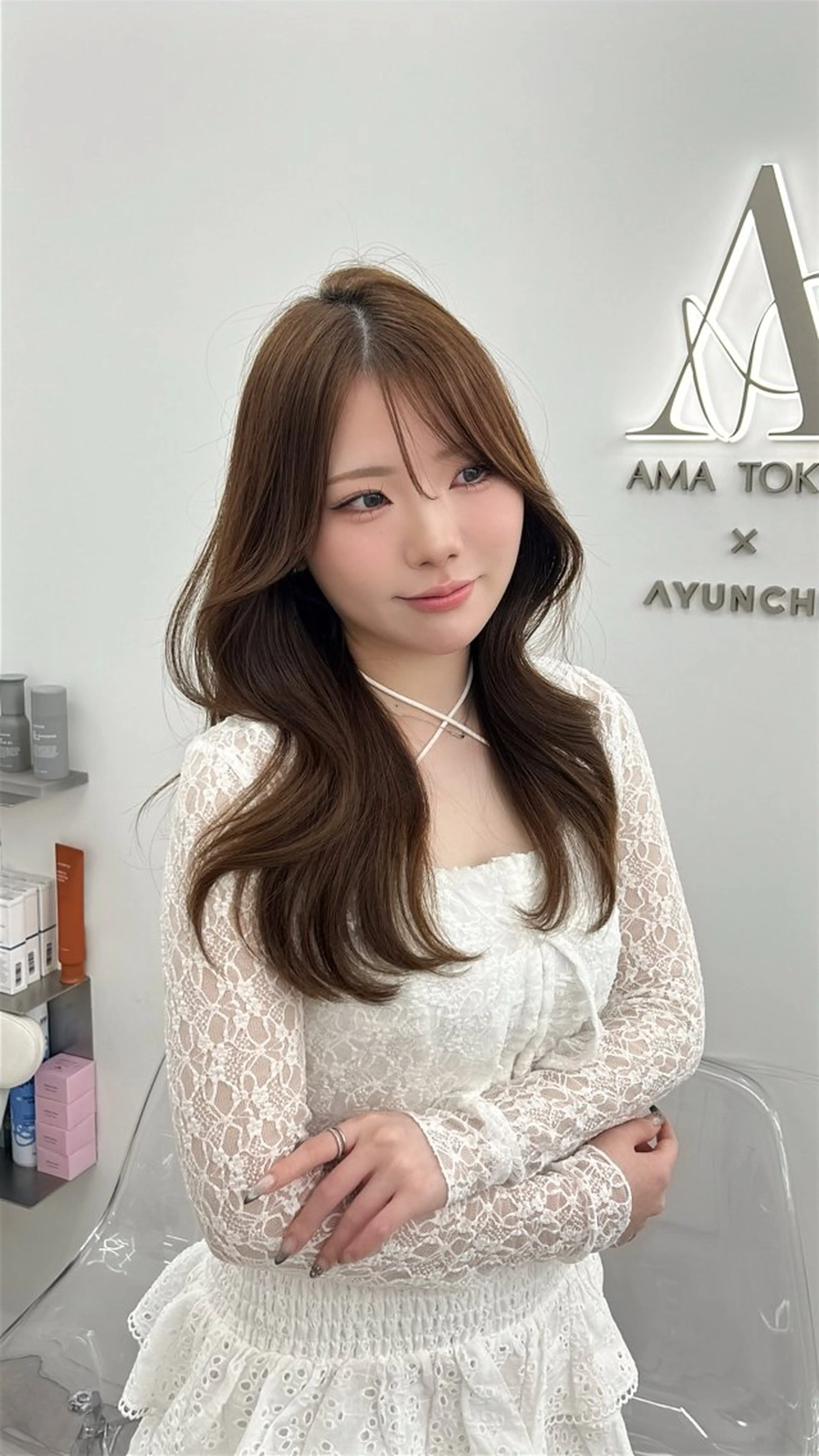 ロング カラー オリーブカラー レイヤーカット カット 加藤 優里のヘアスタイル