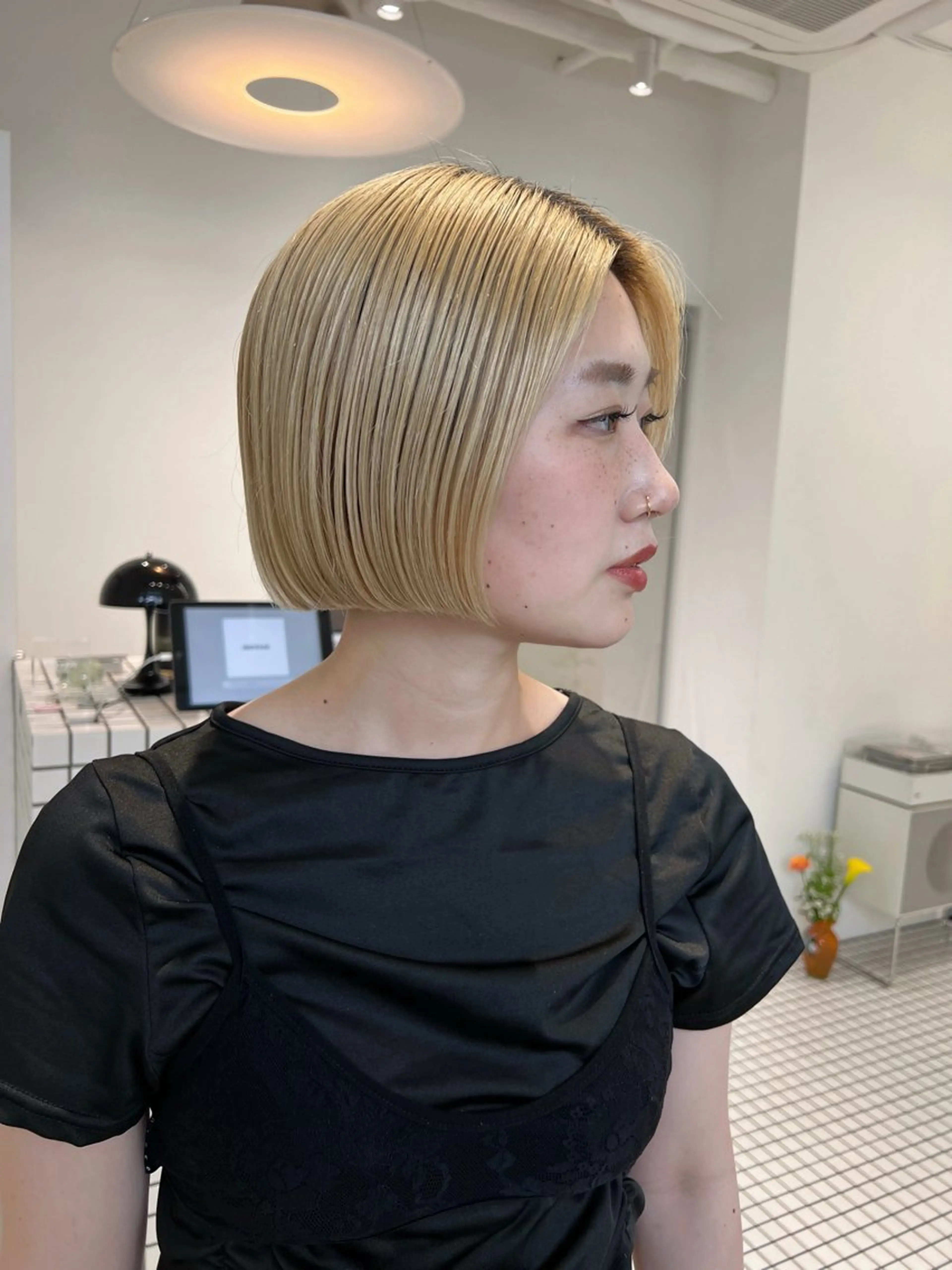ショート カラー ボブ カット ヘアカラー 🌱ぱつっと/ボブ 🌱のヘアスタイル