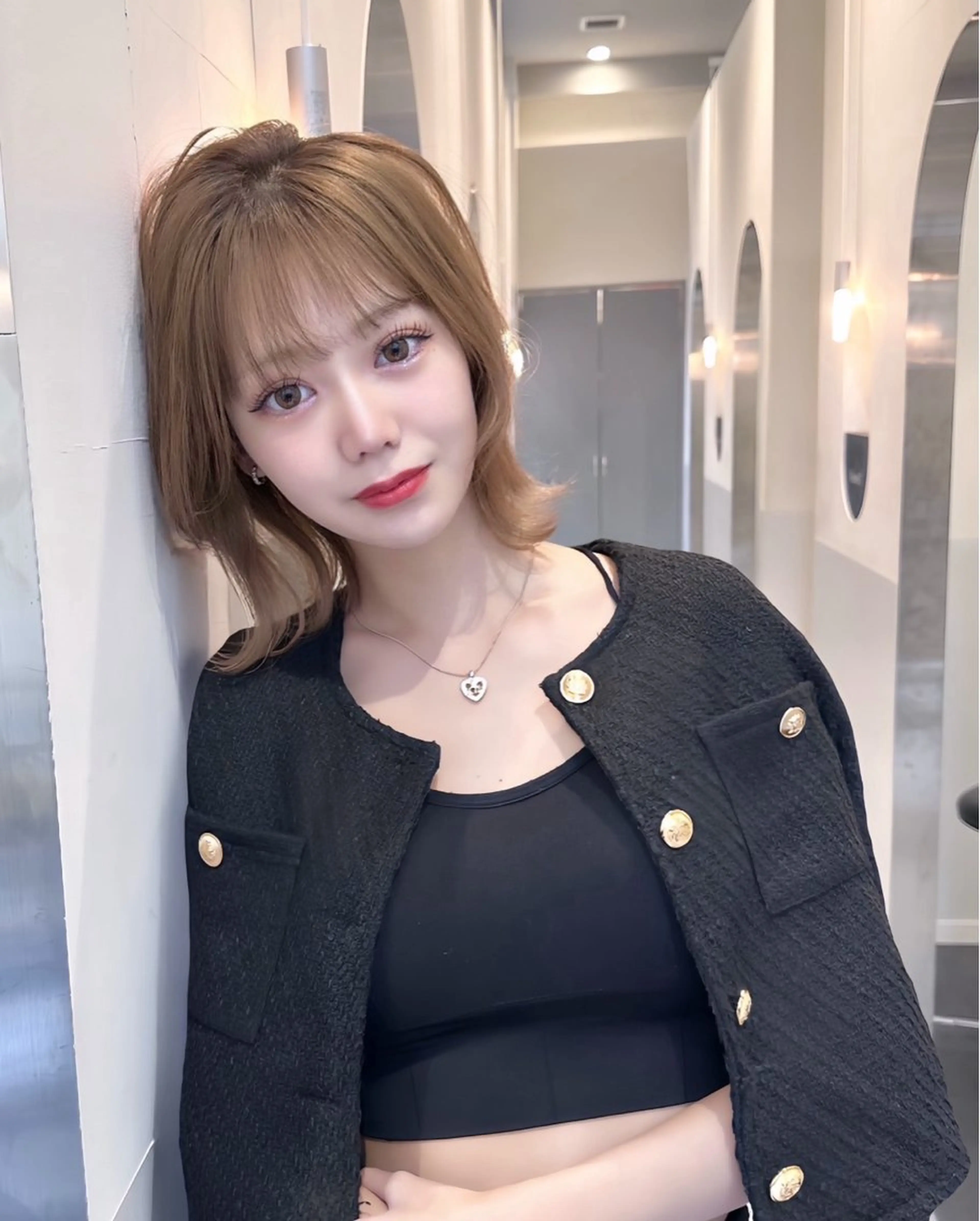 ミディアム カット ヘアカラー トリートメント ヘアセット IVE所属・ブリーチなし🤍 渋谷／原島杏奈のヘアスタイル