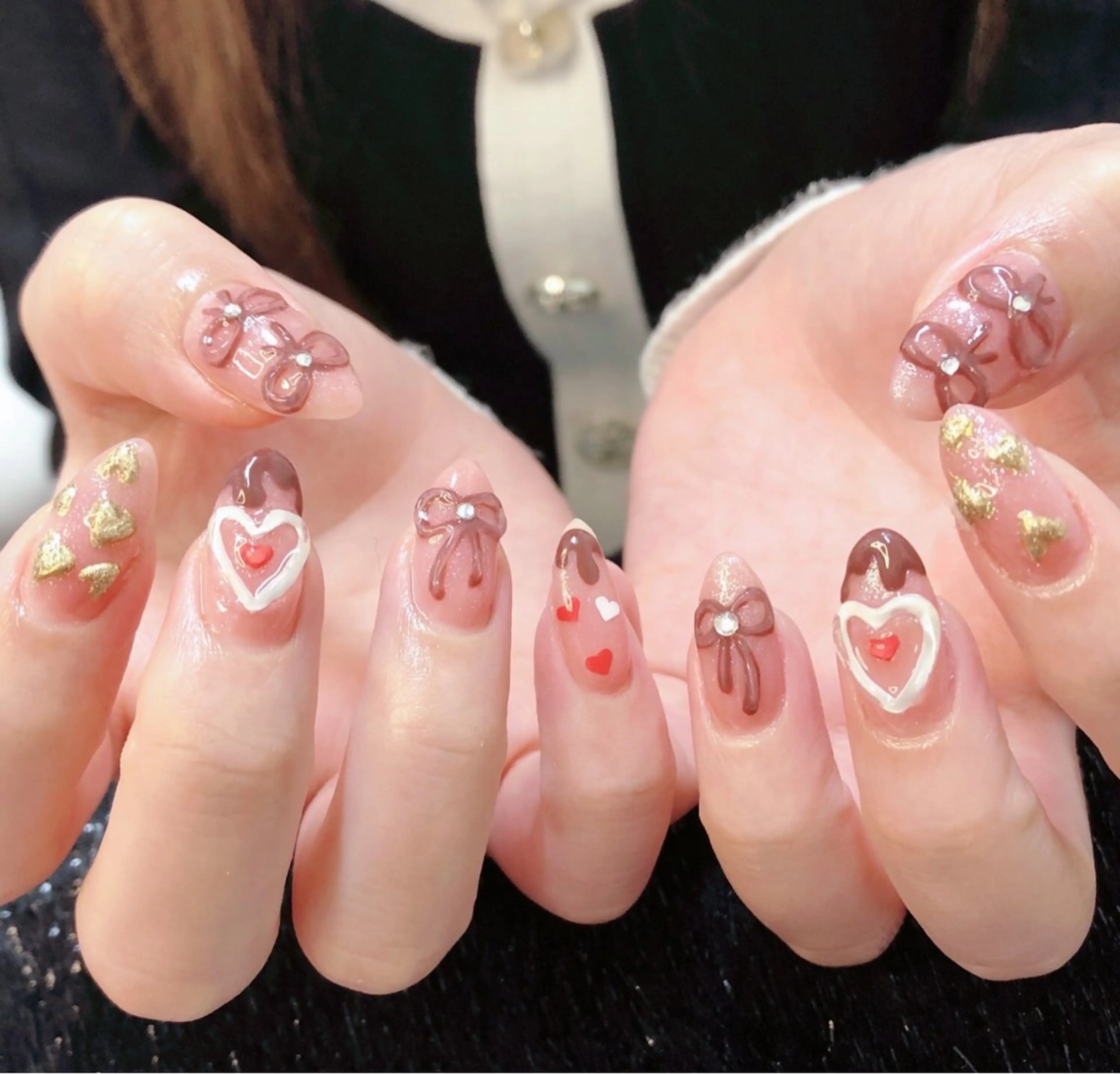 ネイル フレンチネイル ジェルネイル ガラスフレンチ グラデーション ハート ハンドネイル ハンドケア 大門浜松町 ネイルのネイルデザイン