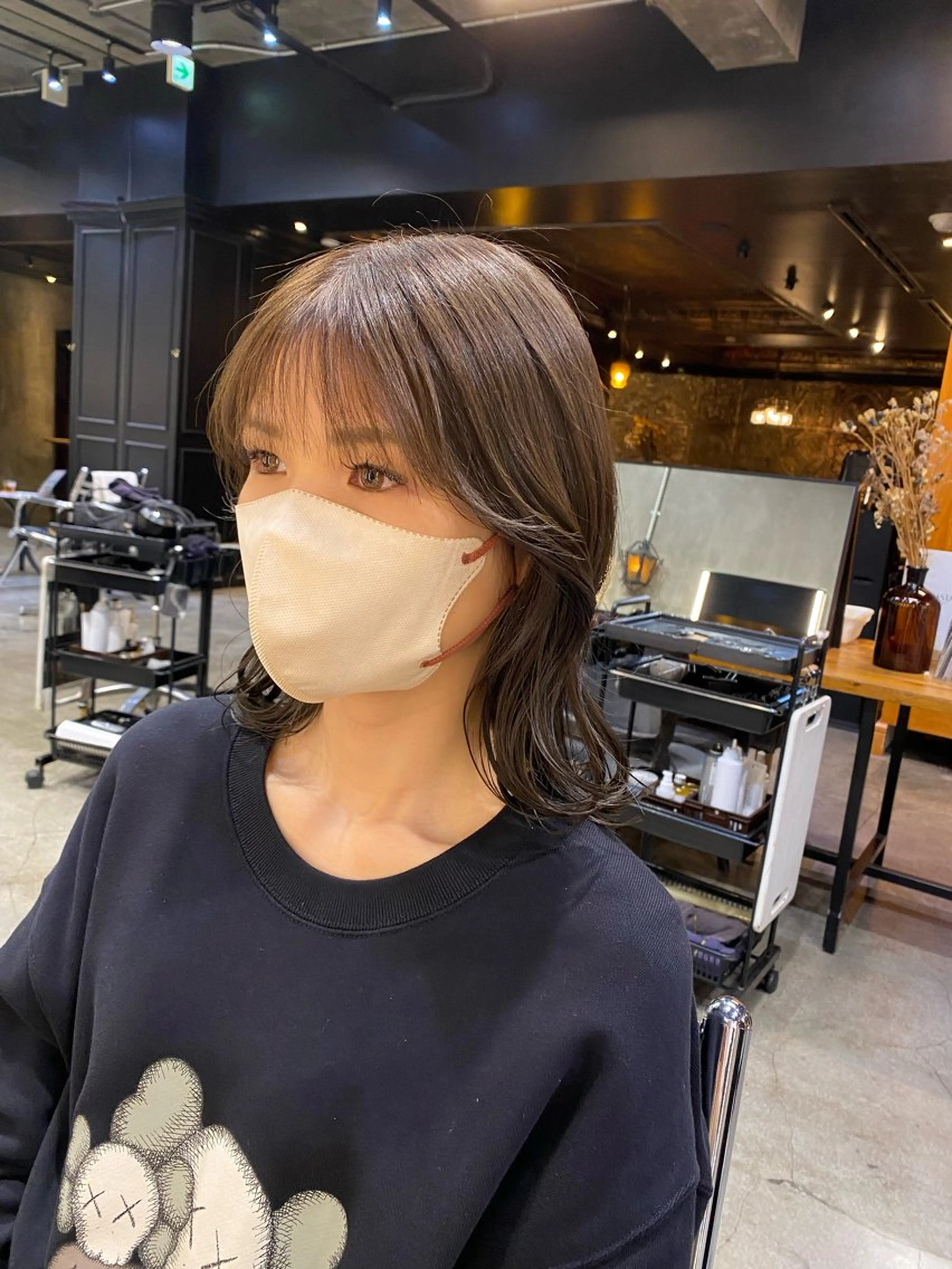 セミロング カラー ベージュカラー ブリーチ ショコラベージュ ダブルカラー ブリーチなしカラー カット ヘアカラー ブリーチなしダブル カラー🧸🐺陽介のヘアスタイル