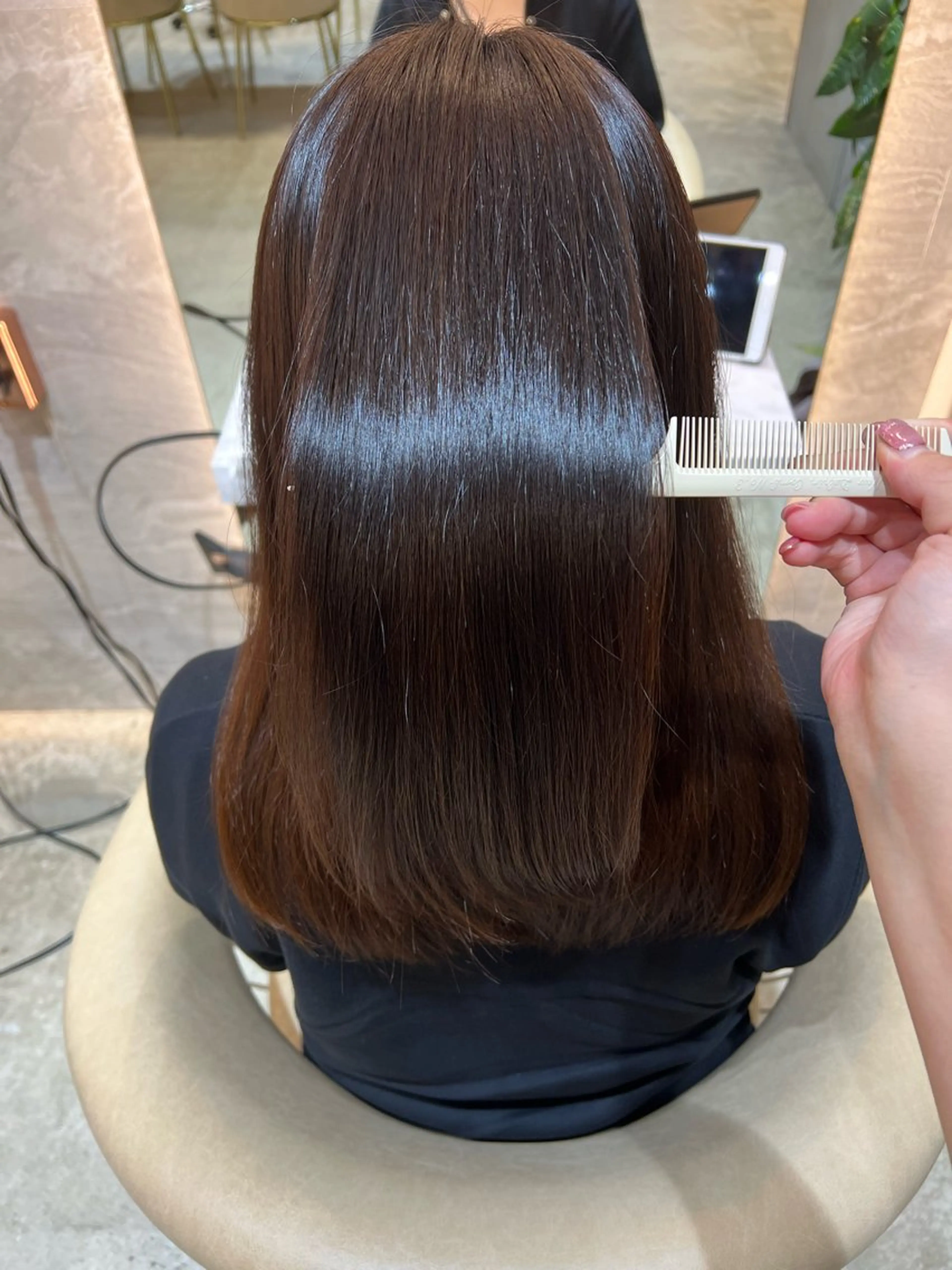 セミロング カラー ボブ/巻ける縮毛矯正 /韓国レイヤーはなのヘアスタイル