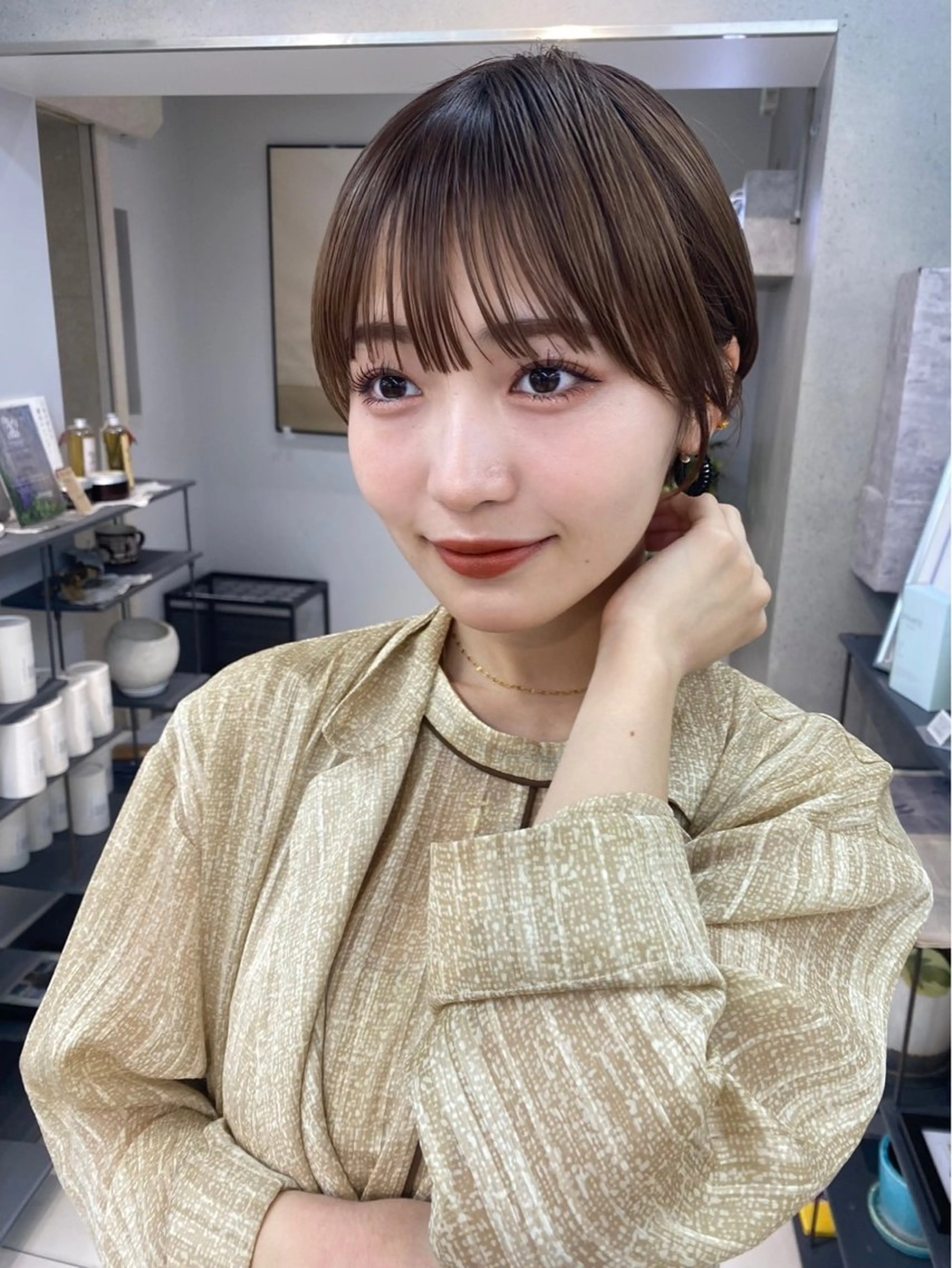 ショート レイヤー×ツヤカラー 渋谷/kougaのヘアスタイル