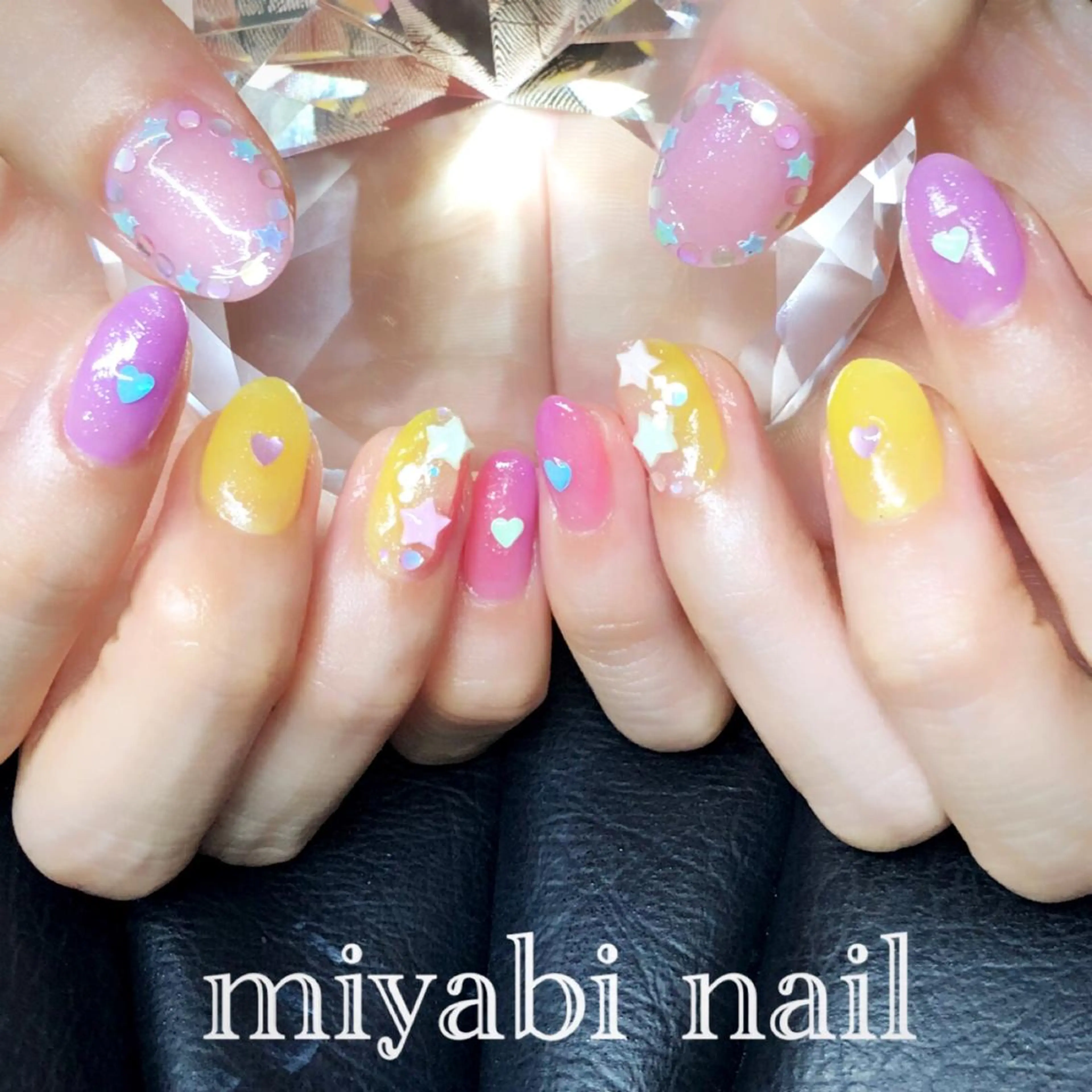 ネイル アートネイル クリアネイル ハート 持ち込み ハンドネイル miyabi nail 桂川駅近くのネイルデザイン
