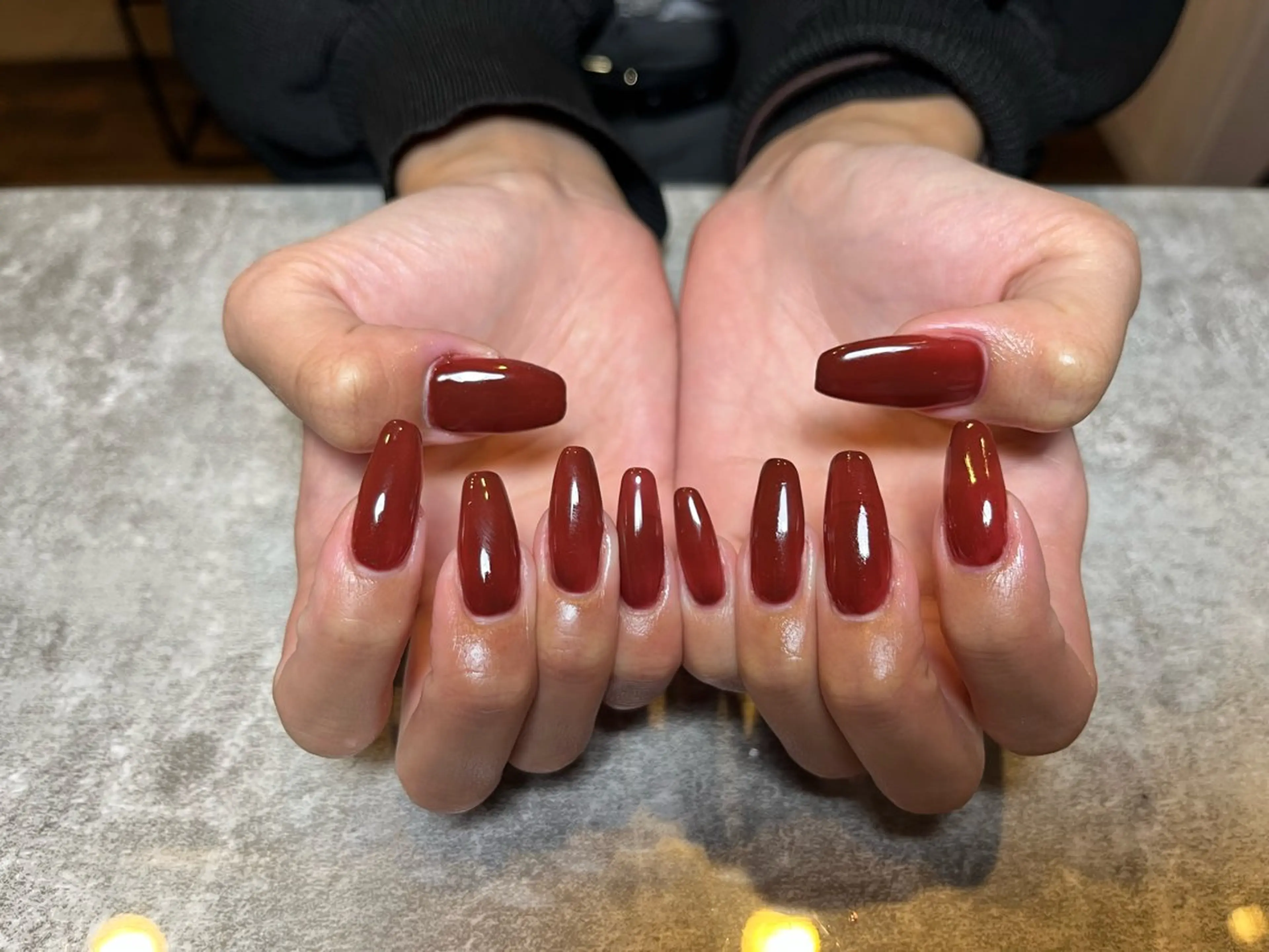 ネイル ボルドー ワンカラーネイル 福井 ゆののネイルデザイン