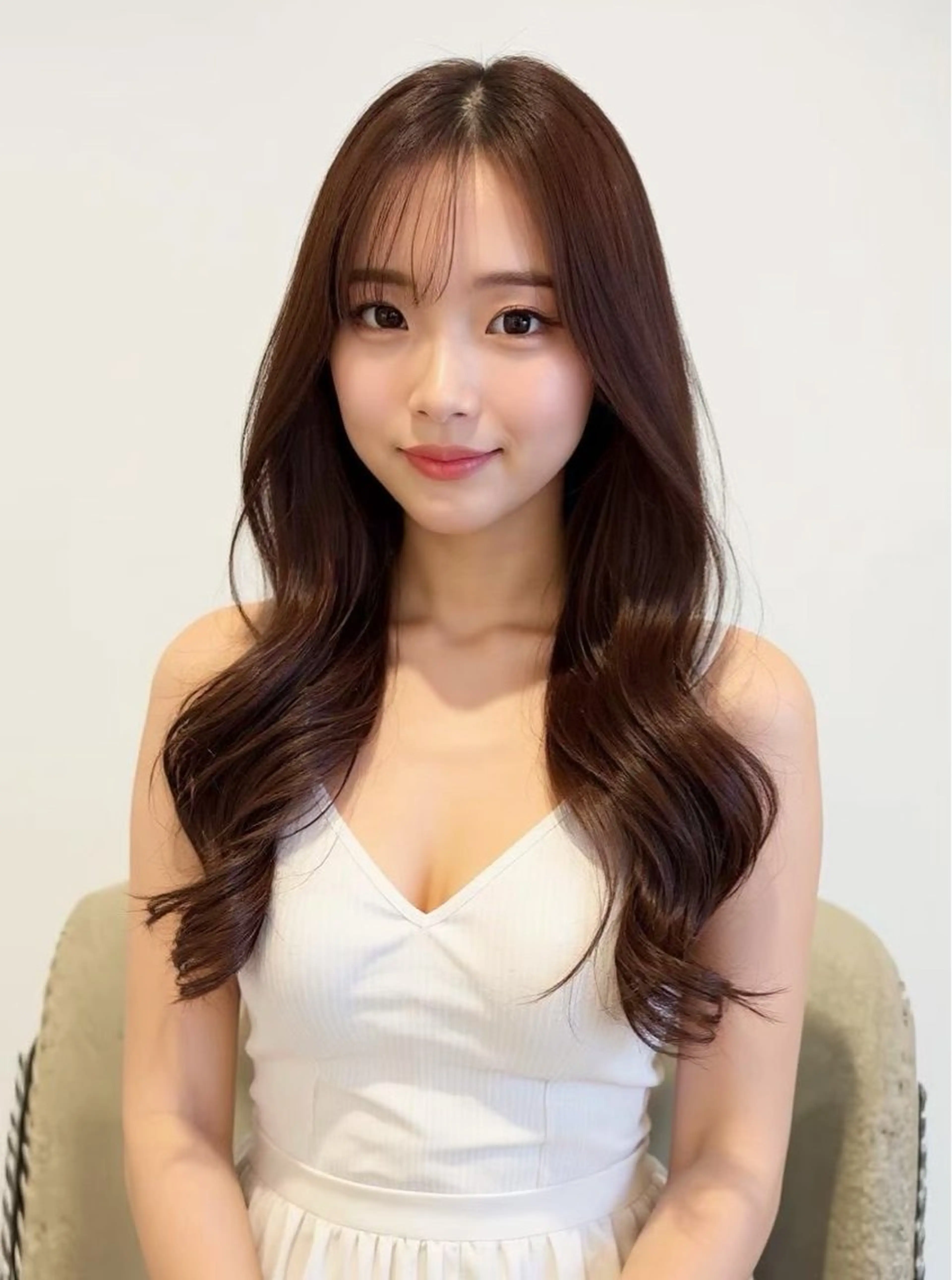 ロング パーマ 韓国風ヘア レイヤーカット 縮毛矯正 ストレートパーマ カット 縮毛矯正 トリートメント nex  the salon vlow所属・【韓国×美髪】 ANRIのヘアスタイル