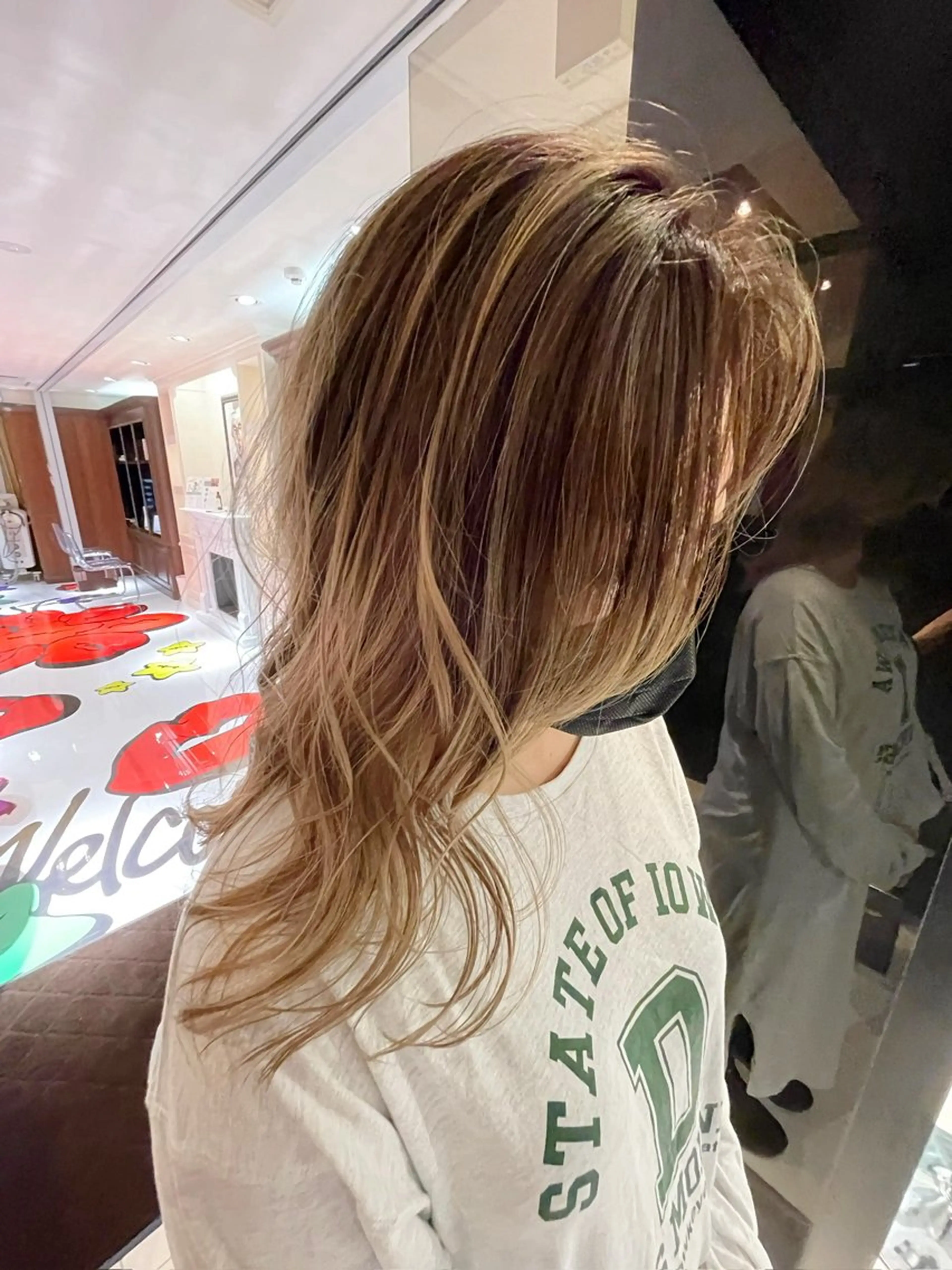 セミロング カラー バレイヤージュ ブリーチ レイヤーカット 💫ダブルカラー💫 池袋西口・泡渕✂️のヘアスタイル