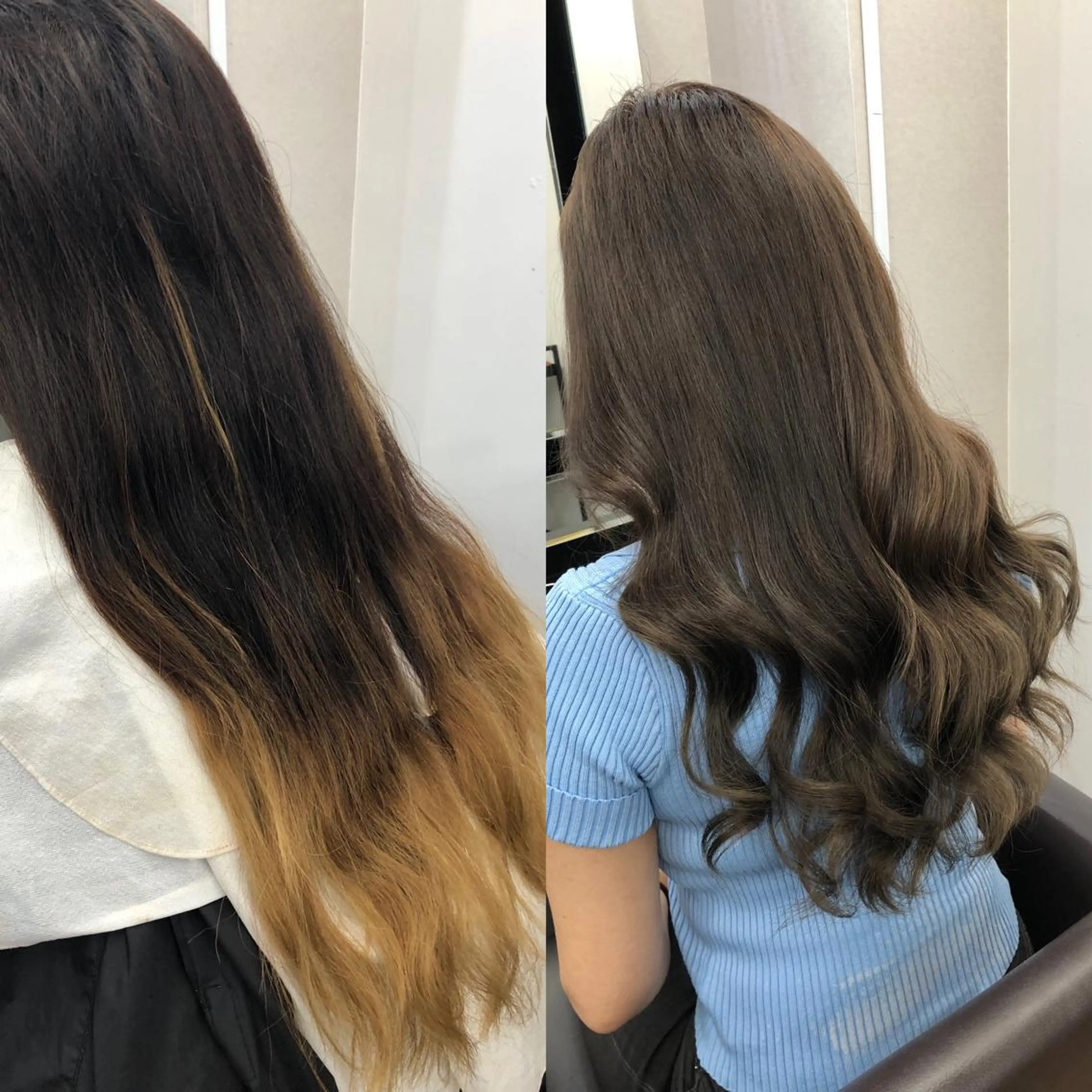 ロング カラー ヘアアレンジ シールエクステ バレイヤージュ ブリーチ 透明感カラー グレージュ alpha. カラーエクステ下妻のヘアスタイル