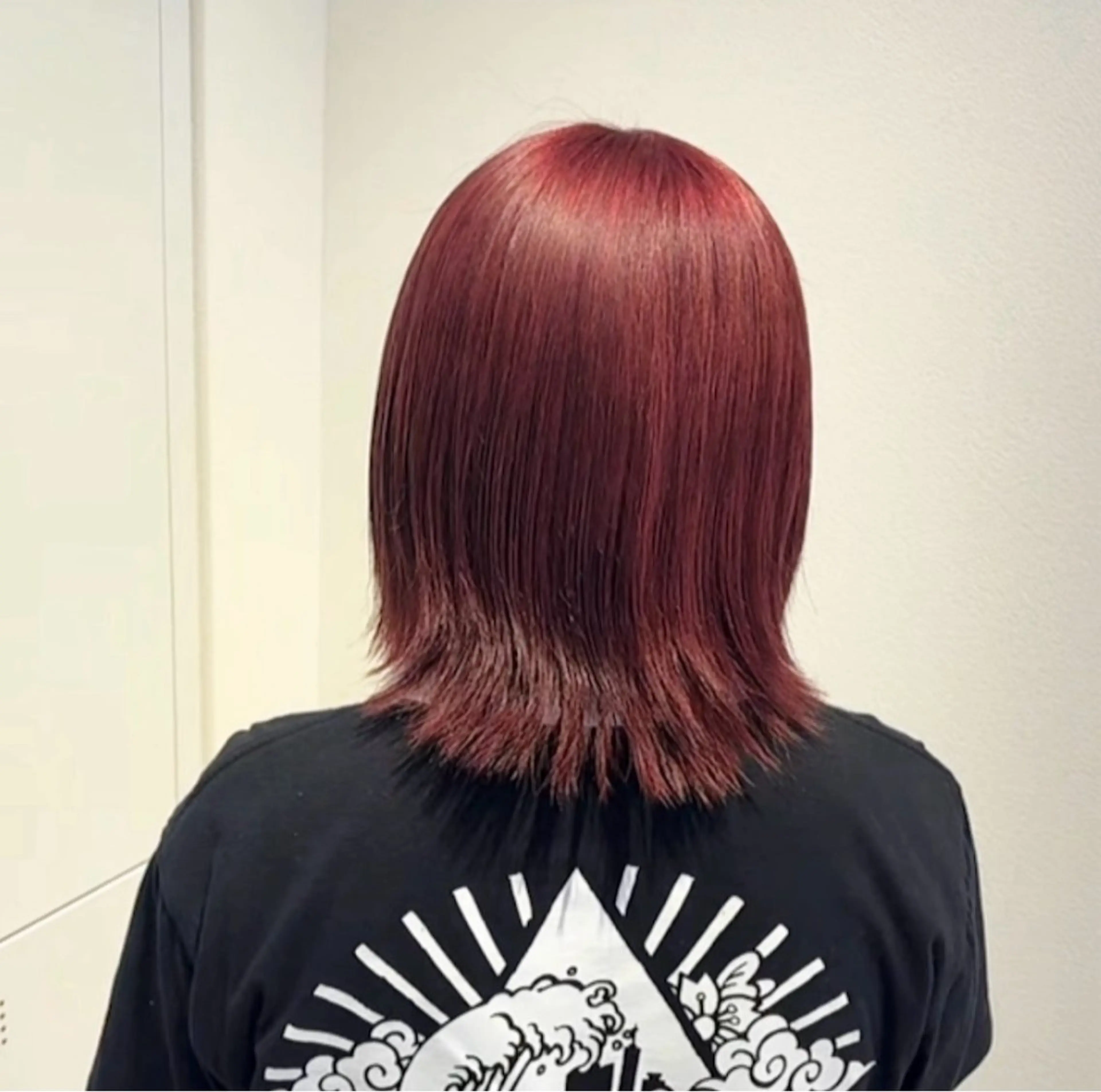 ミディアム カラー ブリーチ ダブルカラー レッドカラー SASE/ 🍒nodoka🍒のヘアスタイル