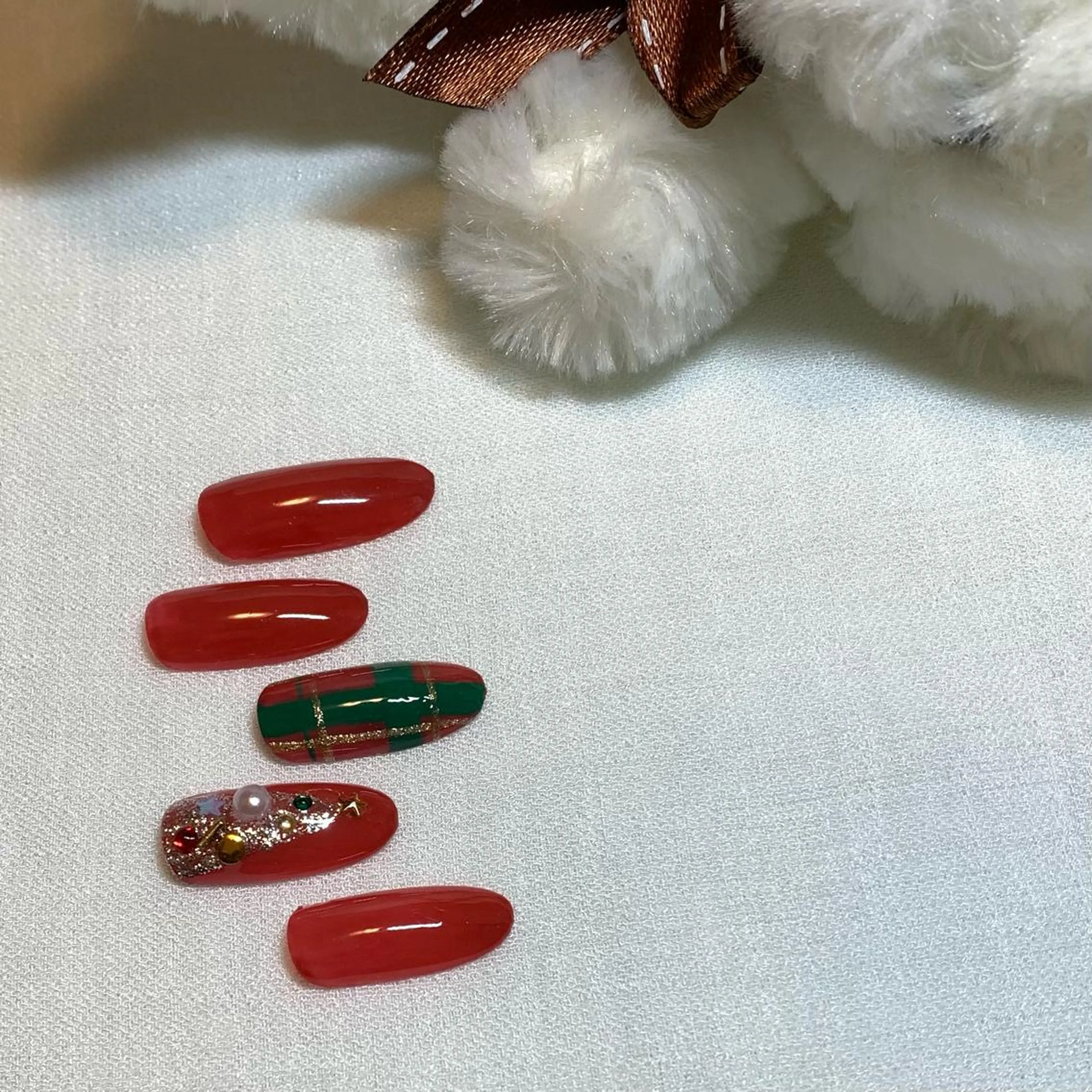 ネイル アートネイル グリーン 冬ネイル クリスマス ミントグリーン 多田のネイルデザイン
