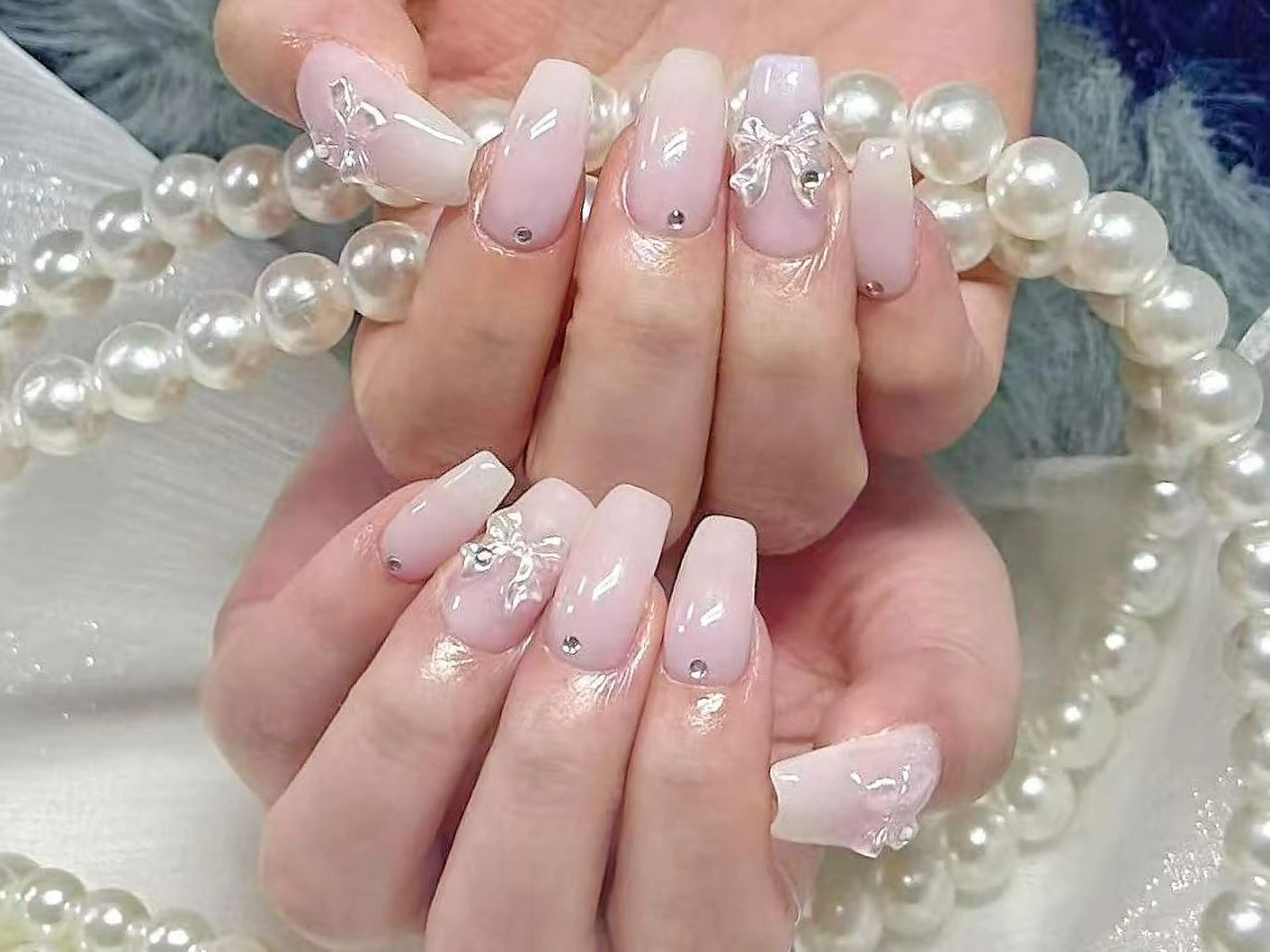 ネイル アートネイル クリアネイル 成人式 長さ出し フラッシュネイル ハンドネイル ハンドケア NANAKO 🌼のネイルデザイン