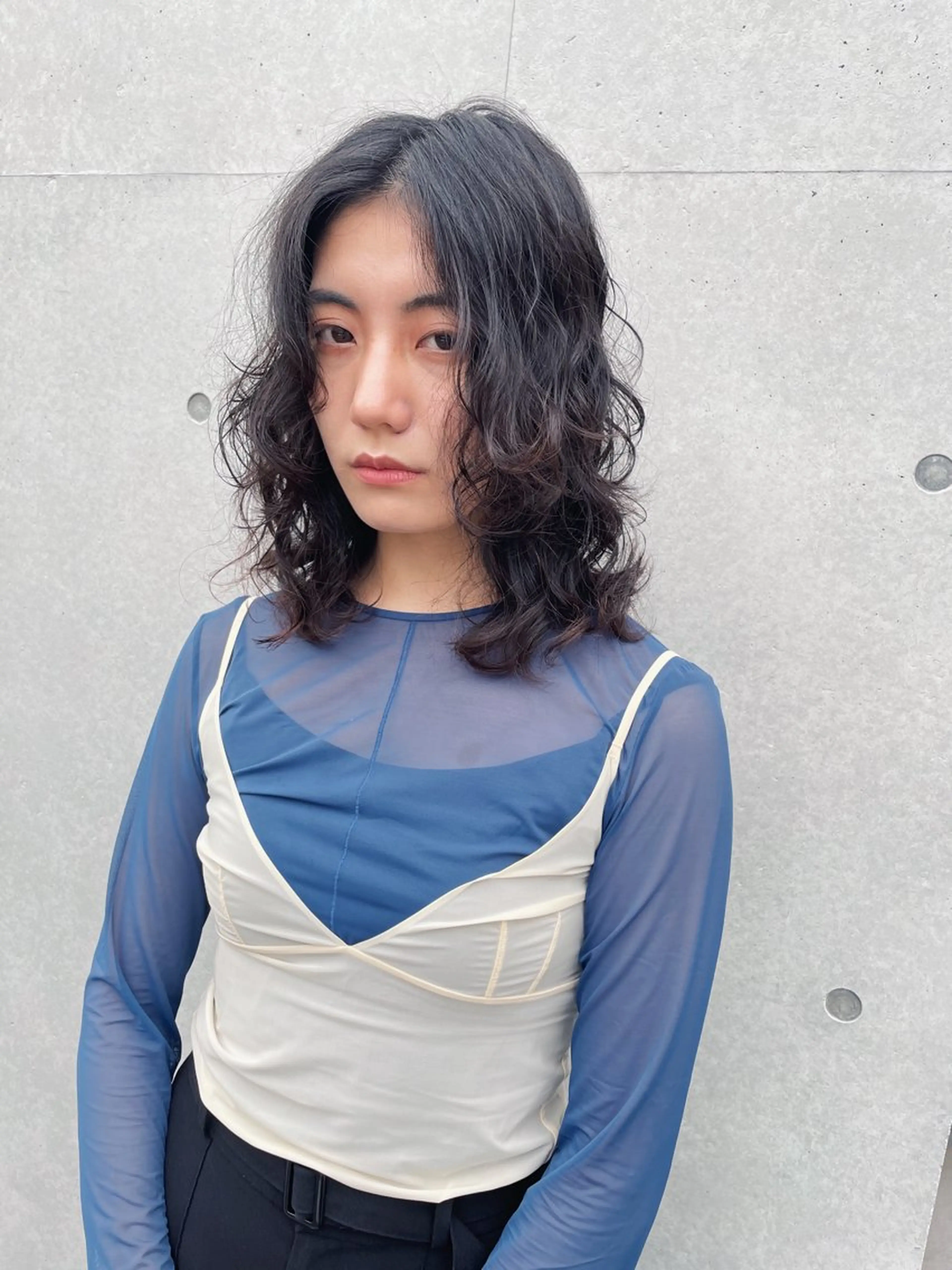 ミディアム パーマ カット パーマ トリートメント センスをお届けします 大谷将生INFPのヘアスタイル